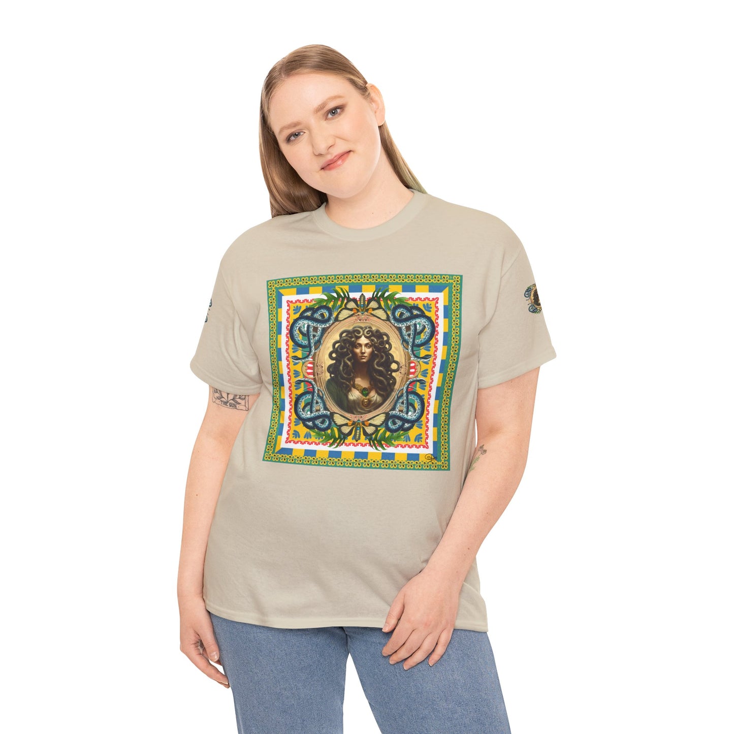 Mona Lisa Medusa - Unisex Cotton T-Shirt