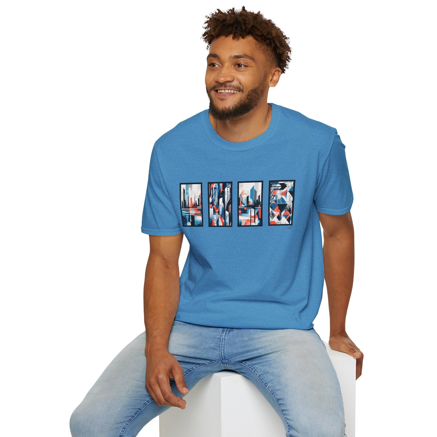“Cityscape Blue” Abstract Art - Unisex T-Shirt