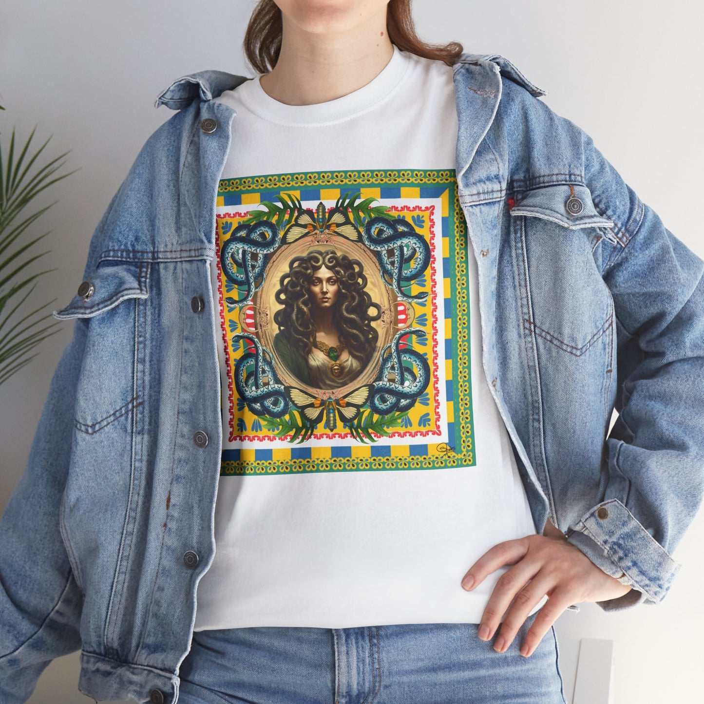 Mona Lisa Medusa - Unisex Cotton T-Shirt