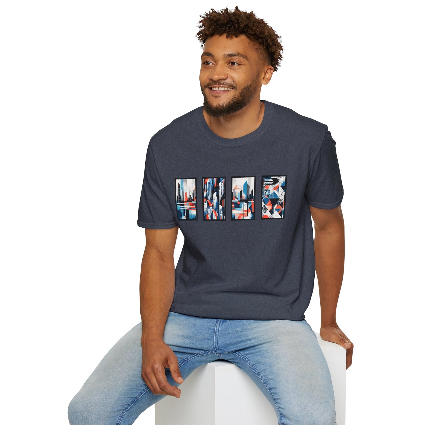 “Cityscape Blue” Abstract Art - Unisex T-Shirt
