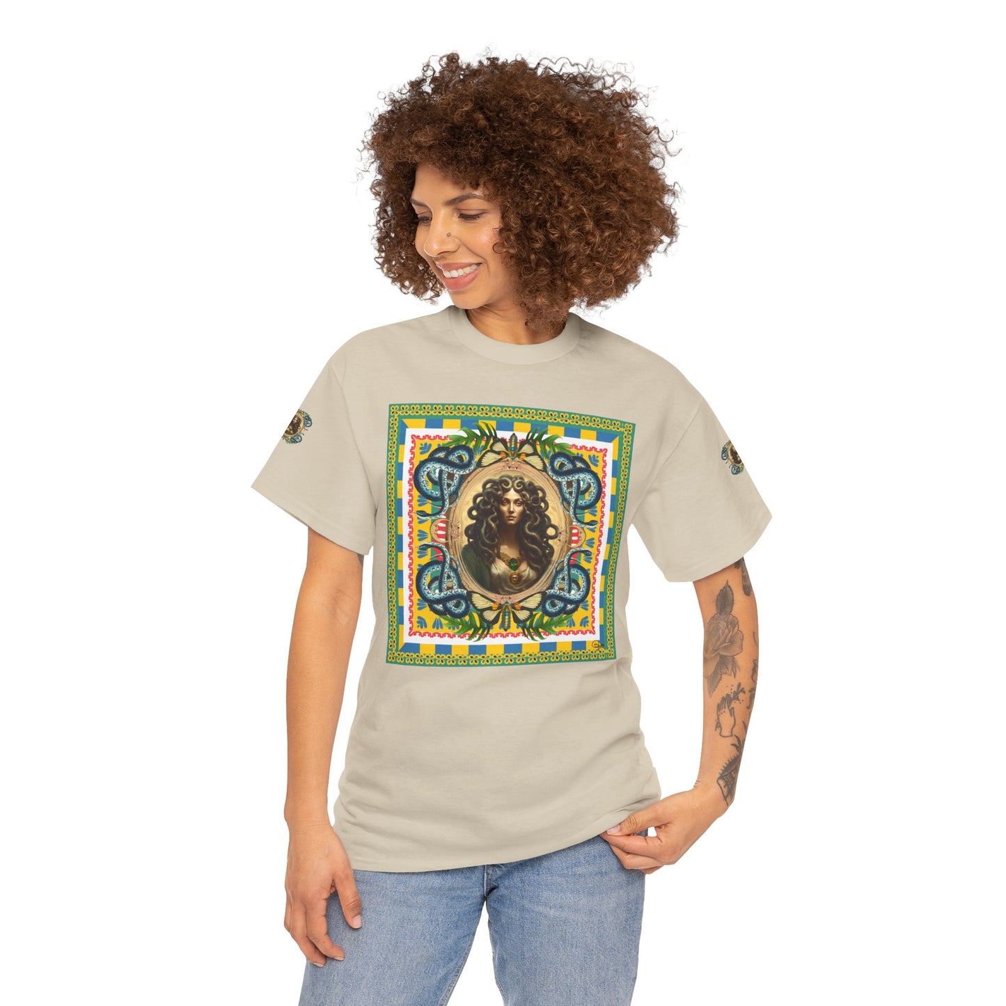 Mona Lisa Medusa - Unisex Cotton T-Shirt