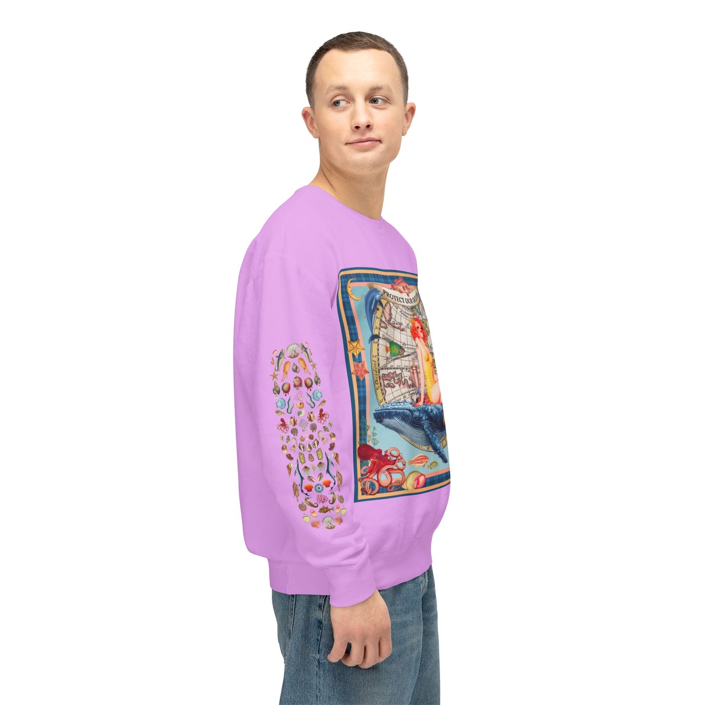 Environment Friendly Crewneck Sweatshirt - Protect Our Oceans Design