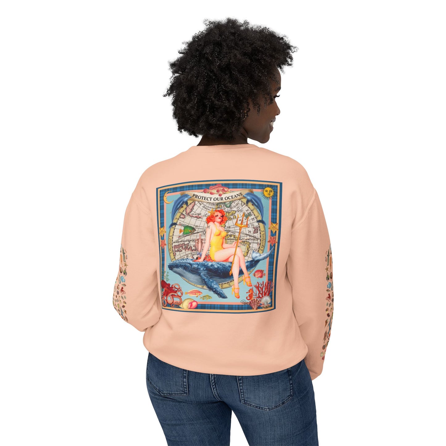 Environment Friendly Crewneck Sweatshirt - Protect Our Oceans Design