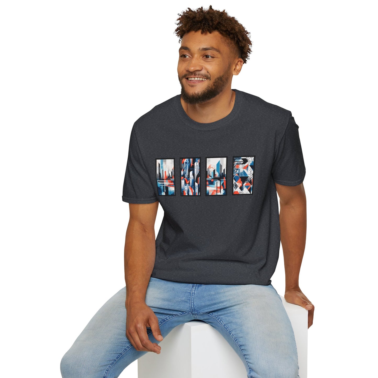 “Cityscape Blue” Abstract Art - Unisex T-Shirt
