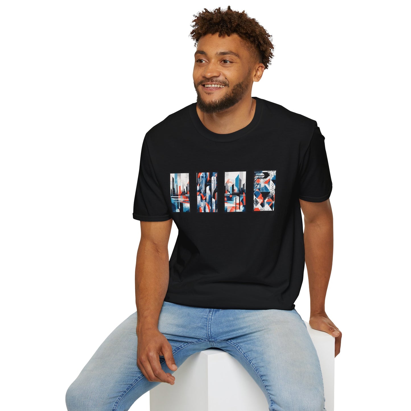 “Cityscape Blue” Abstract Art - Unisex T-Shirt