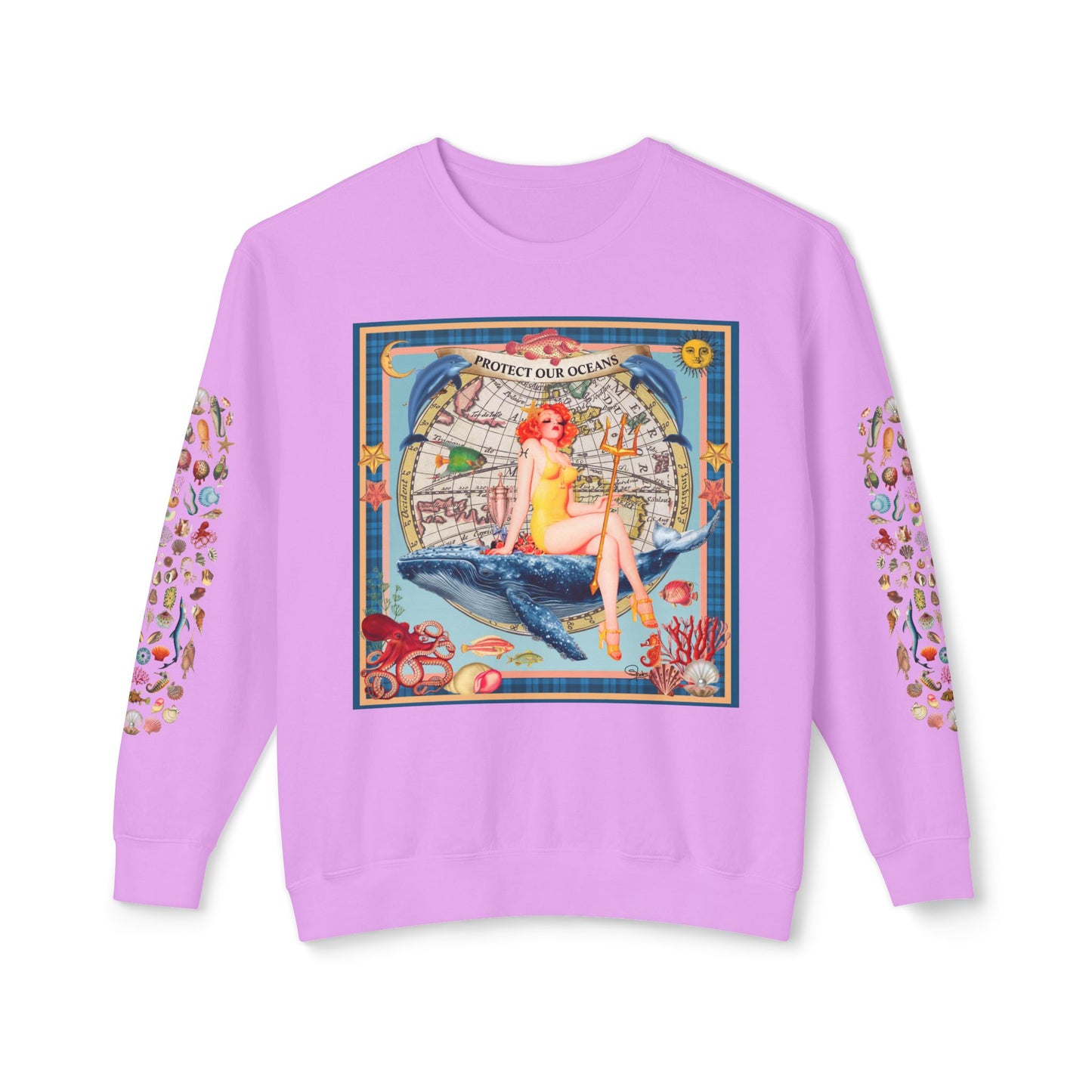 Environment Friendly Crewneck Sweatshirt - Protect Our Oceans Design
