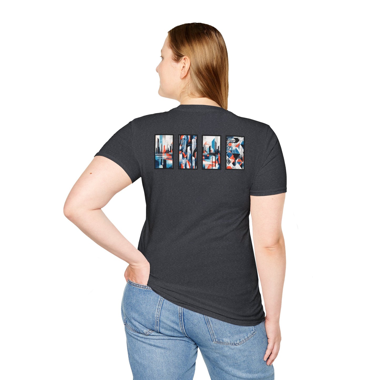 “Cityscape Blue” Abstract Art - Unisex T-Shirt