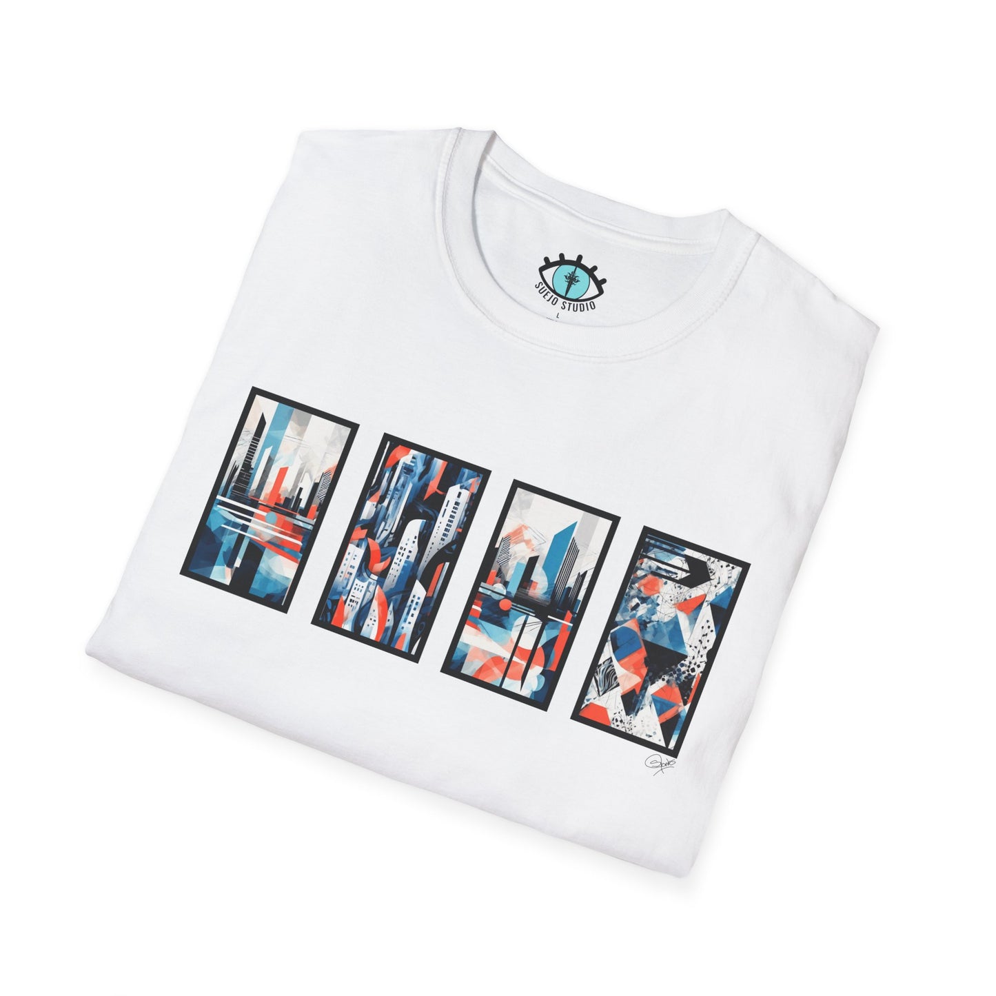 “Cityscape Blue” Abstract Art - Unisex T-Shirt