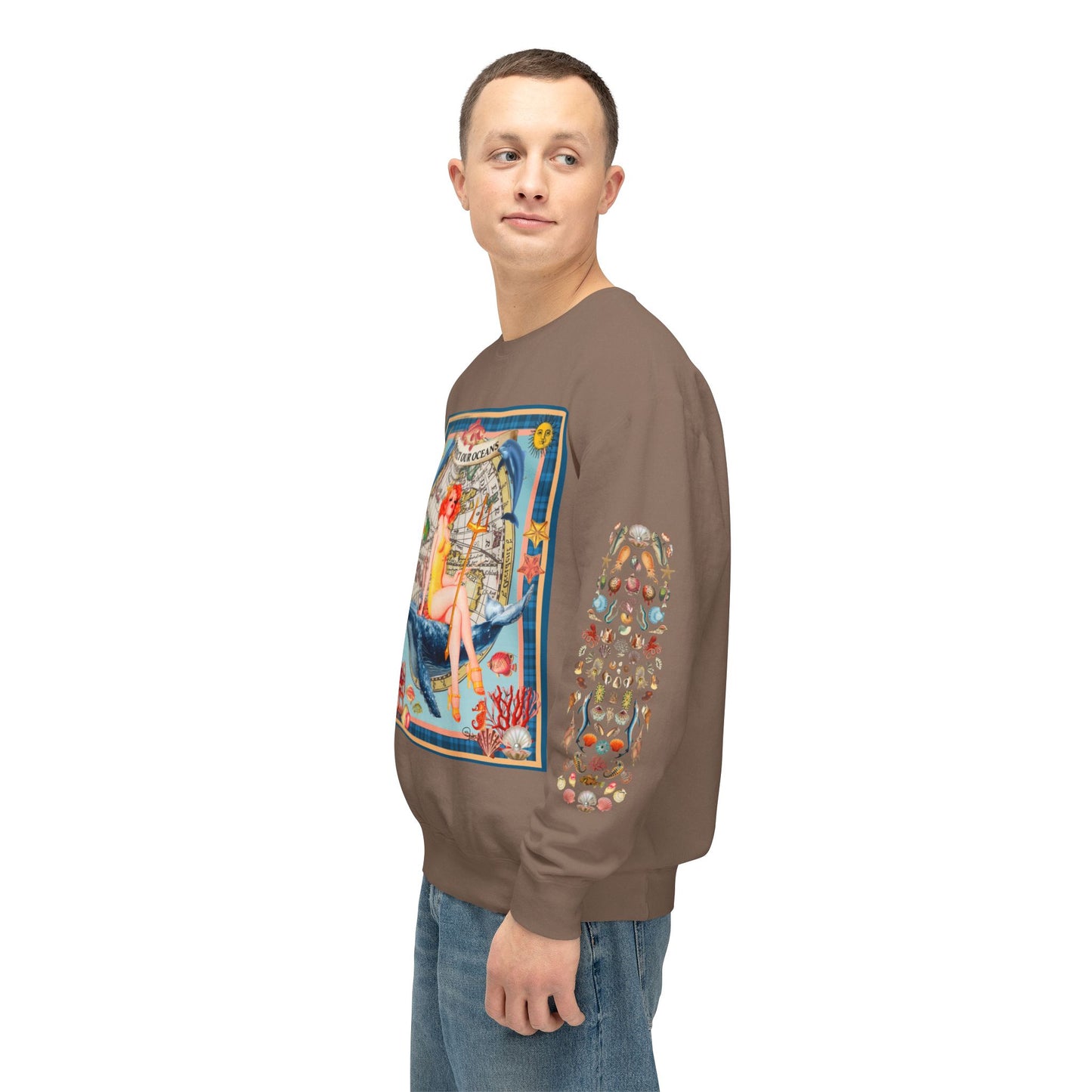Environment Friendly Crewneck Sweatshirt - Protect Our Oceans Design