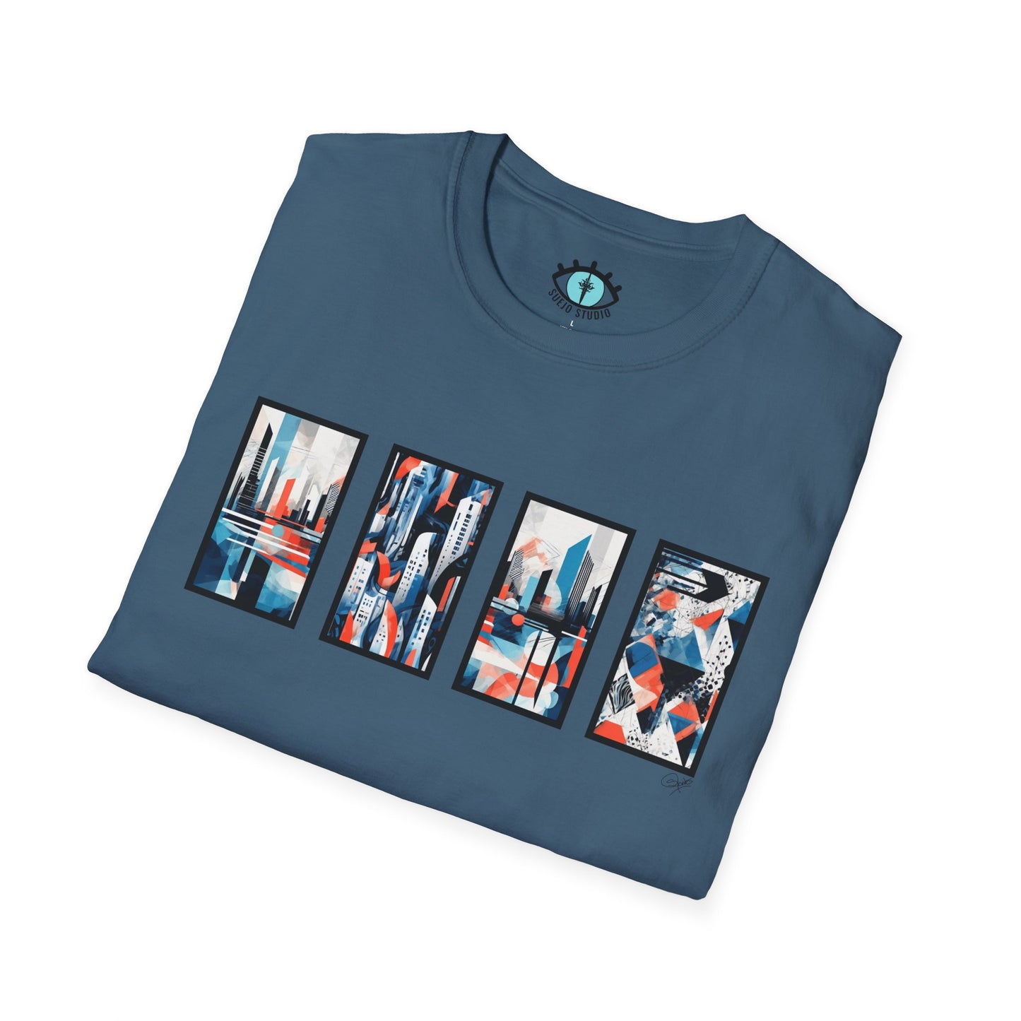 “Cityscape Blue” Abstract Art - Unisex T-Shirt