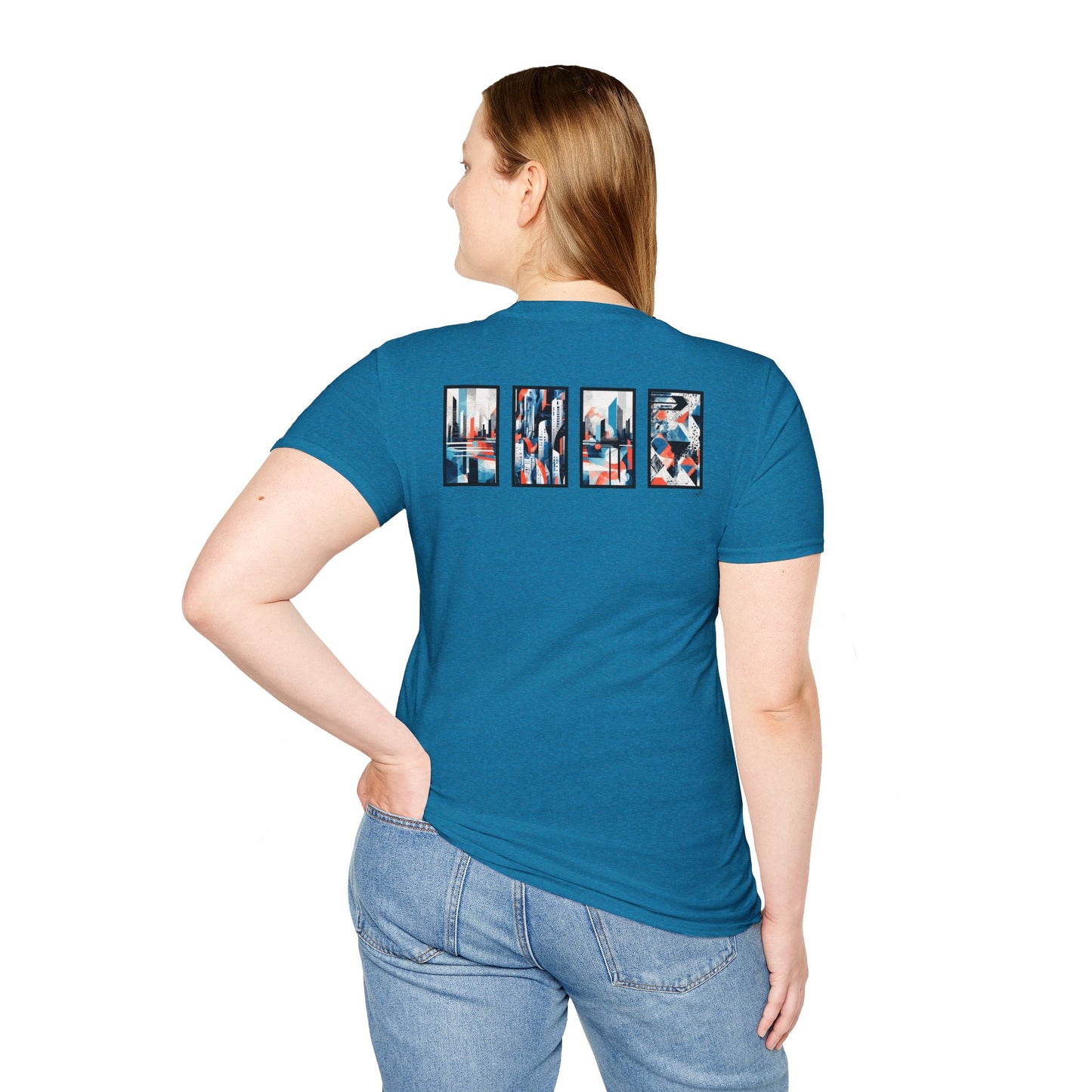 “Cityscape Blue” Abstract Art - Unisex T-Shirt