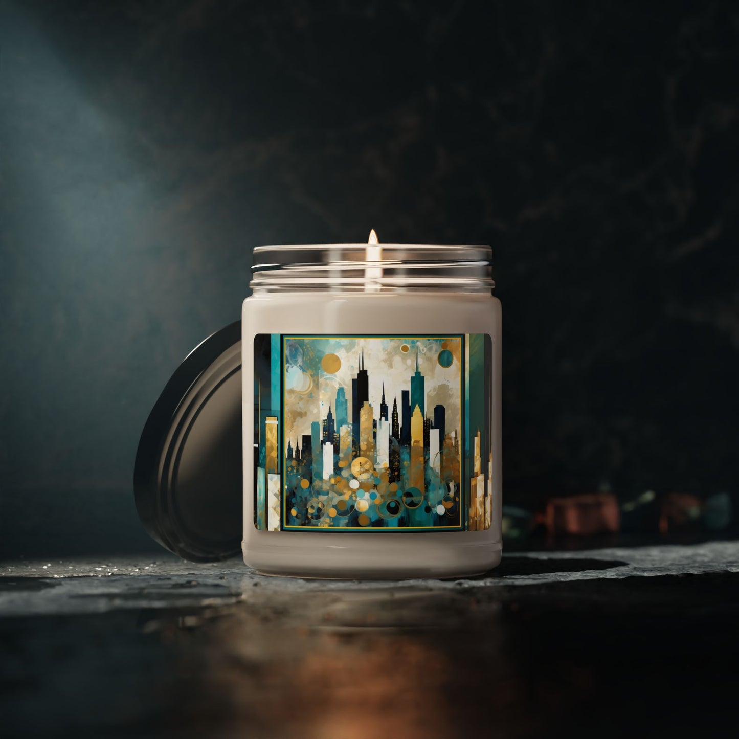 “LA Sunset Skyline” Abstract Art - Scented Soy Candle, 9oz