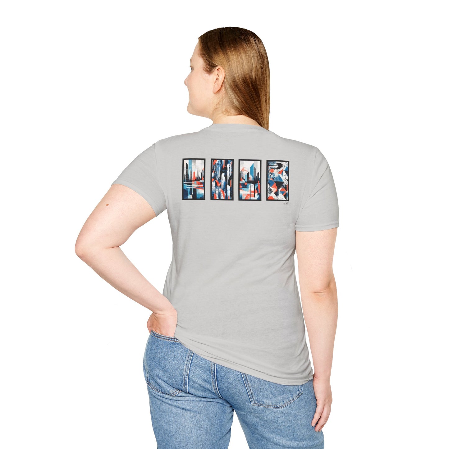 “Cityscape Blue” Abstract Art - Unisex T-Shirt