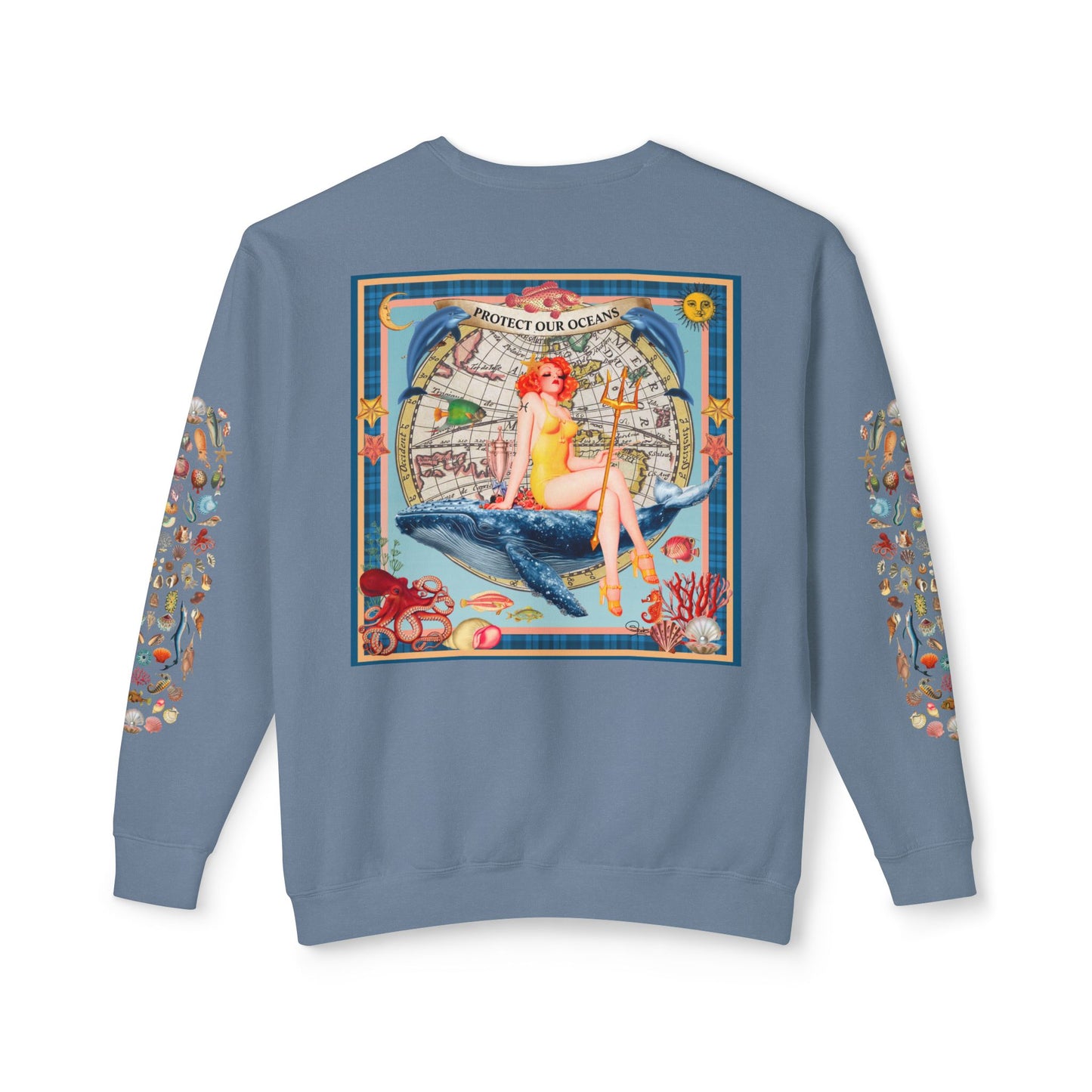 Environment Friendly Crewneck Sweatshirt - Protect Our Oceans Design