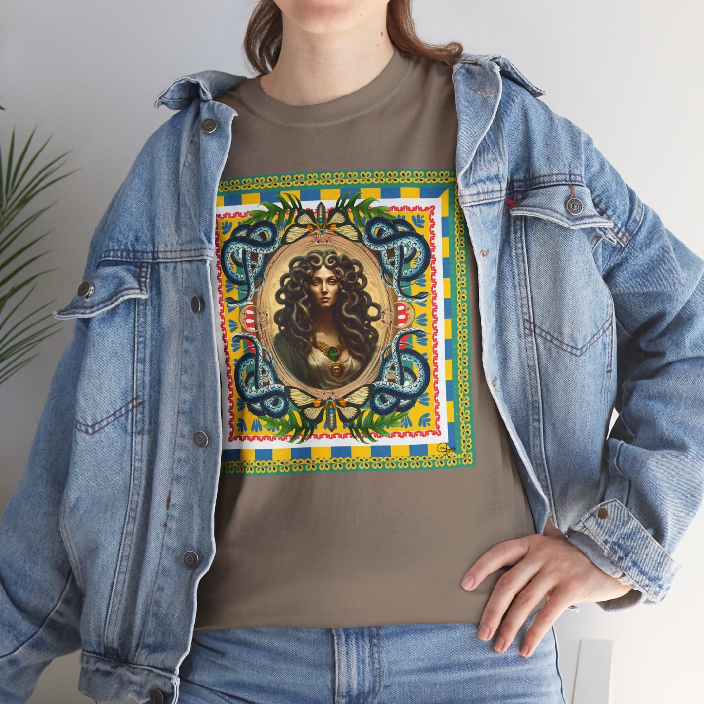 Mona Lisa Medusa - Unisex Cotton T-Shirt