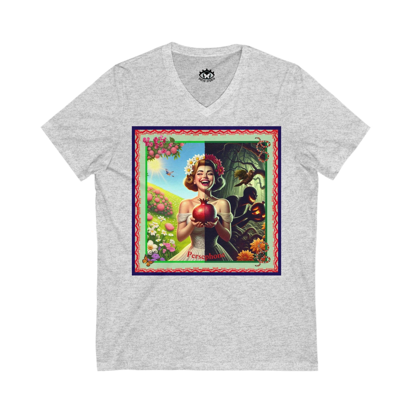 Persephone- Goddess of Spring and Queen of the Underworld - Unisex Short Sleeve V-Neck Tee