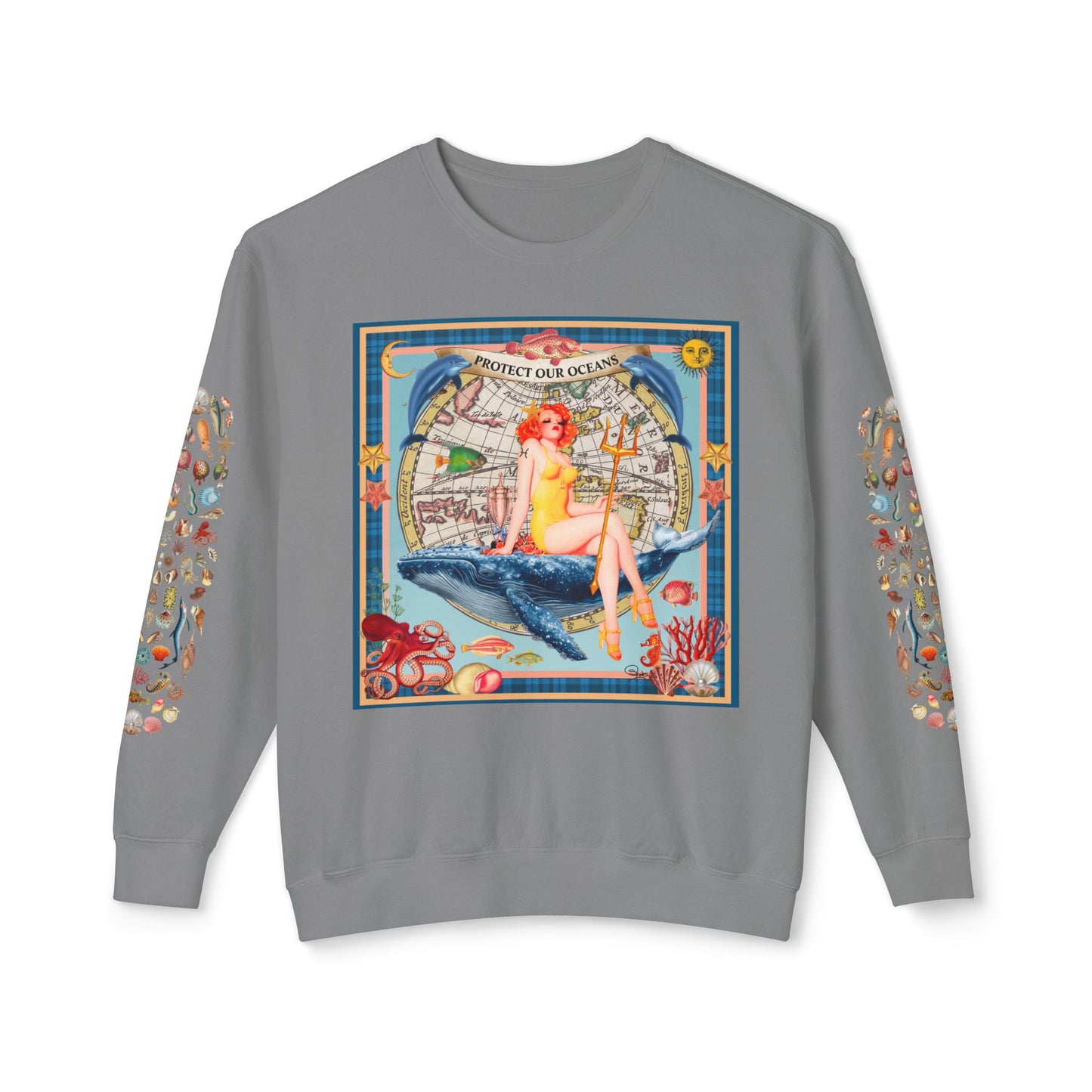 Environment Friendly Crewneck Sweatshirt - Protect Our Oceans Design