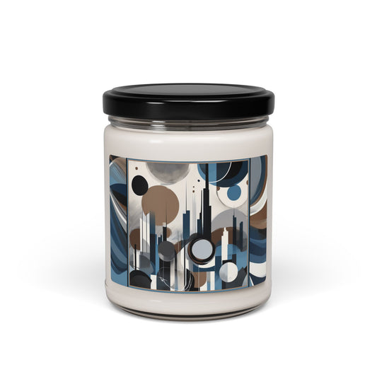“Metropolis Skyline” Abstract Art - Scented Soy Candle, 9oz