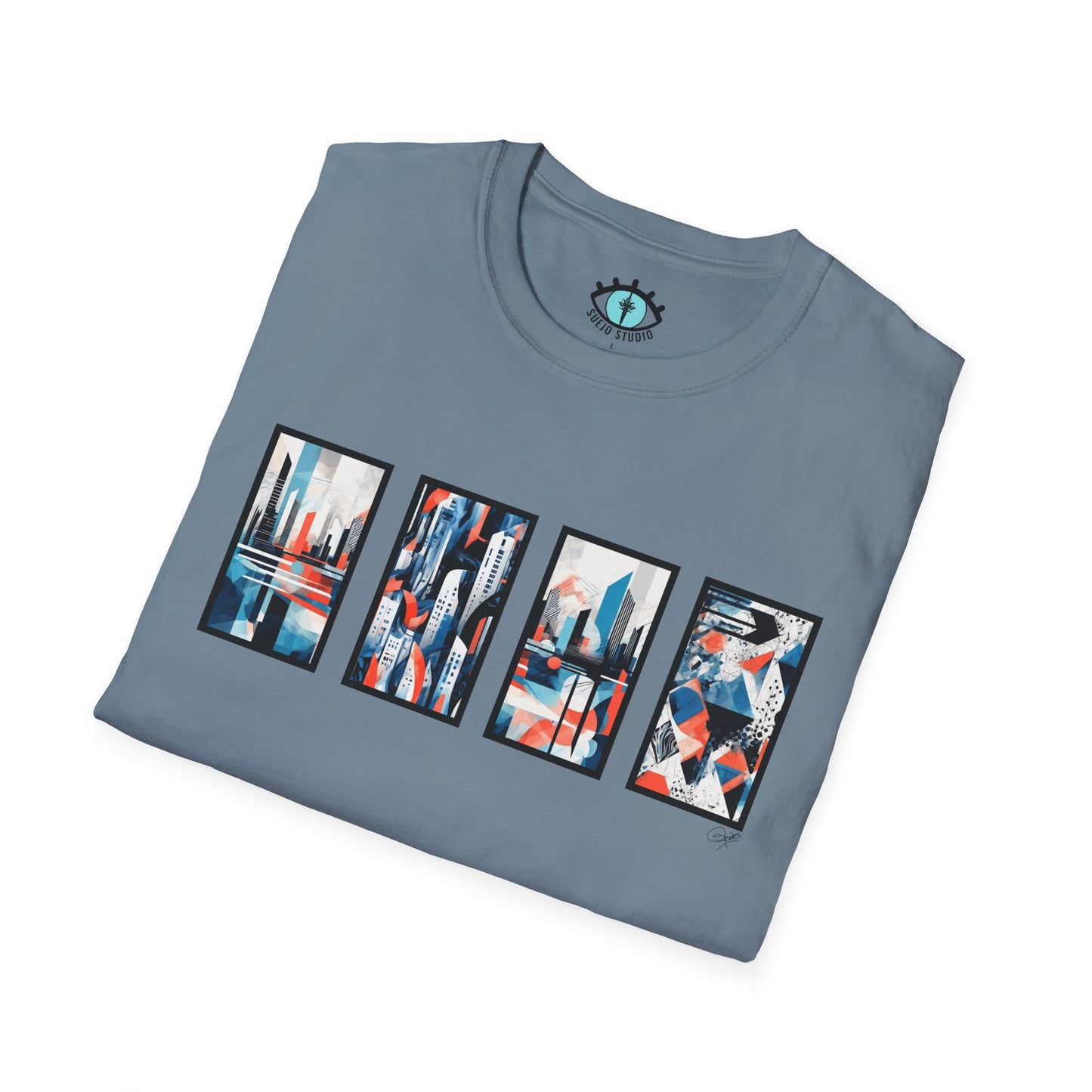 “Cityscape Blue” Abstract Art - Unisex T-Shirt
