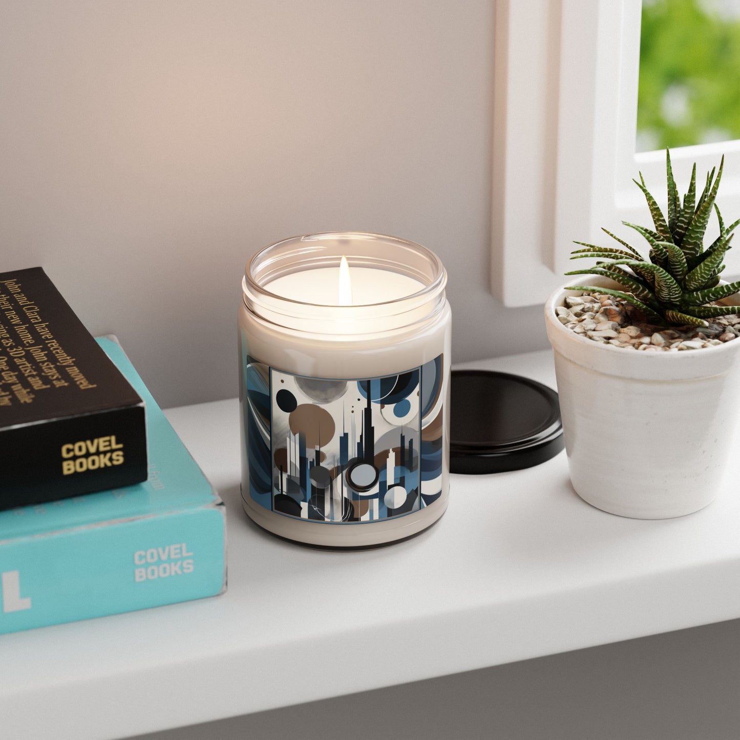 “Metropolis Skyline” Abstract Art - Scented Soy Candle, 9oz
