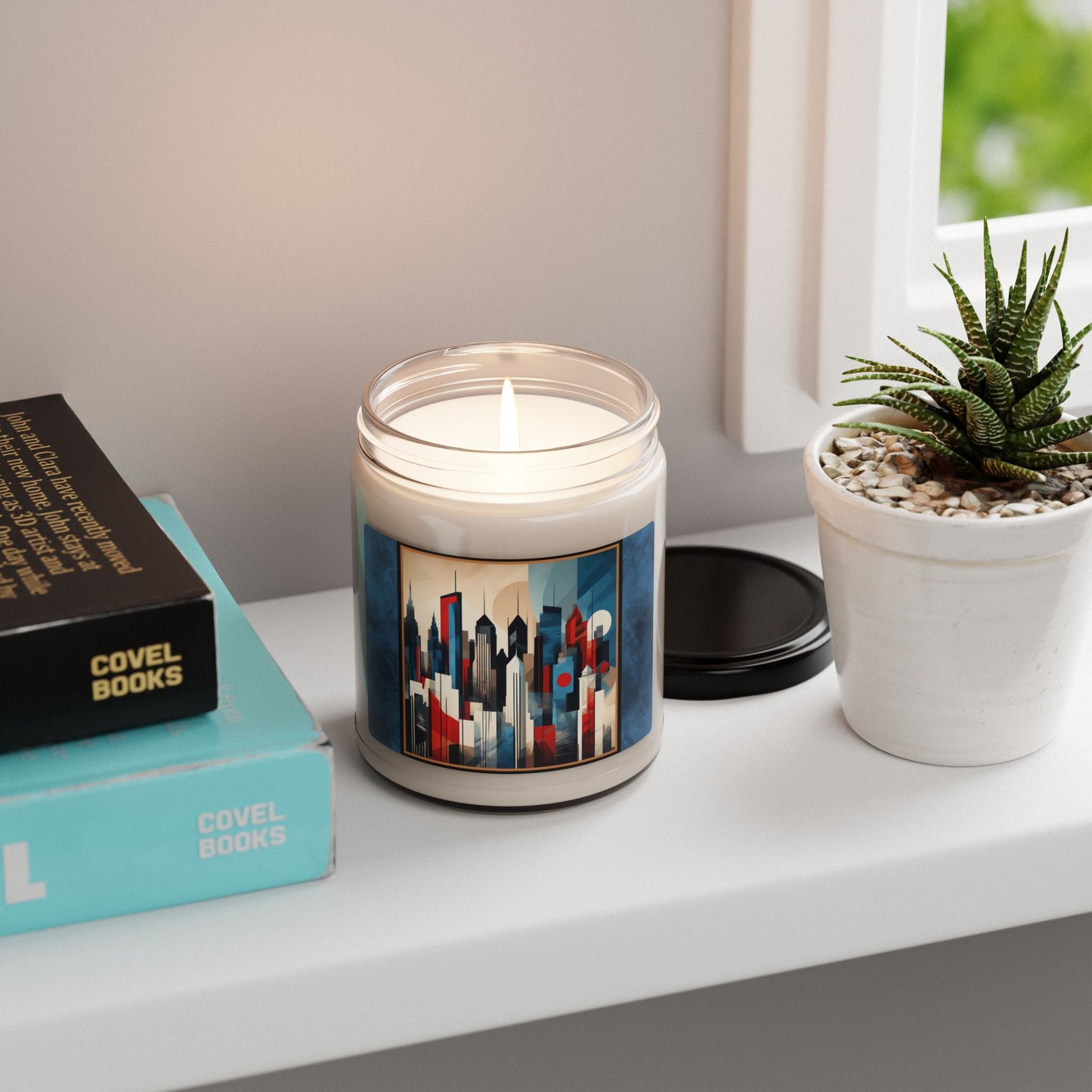 “NYC Skyline” Abstract Art - Scented Soy Candle, 9oz