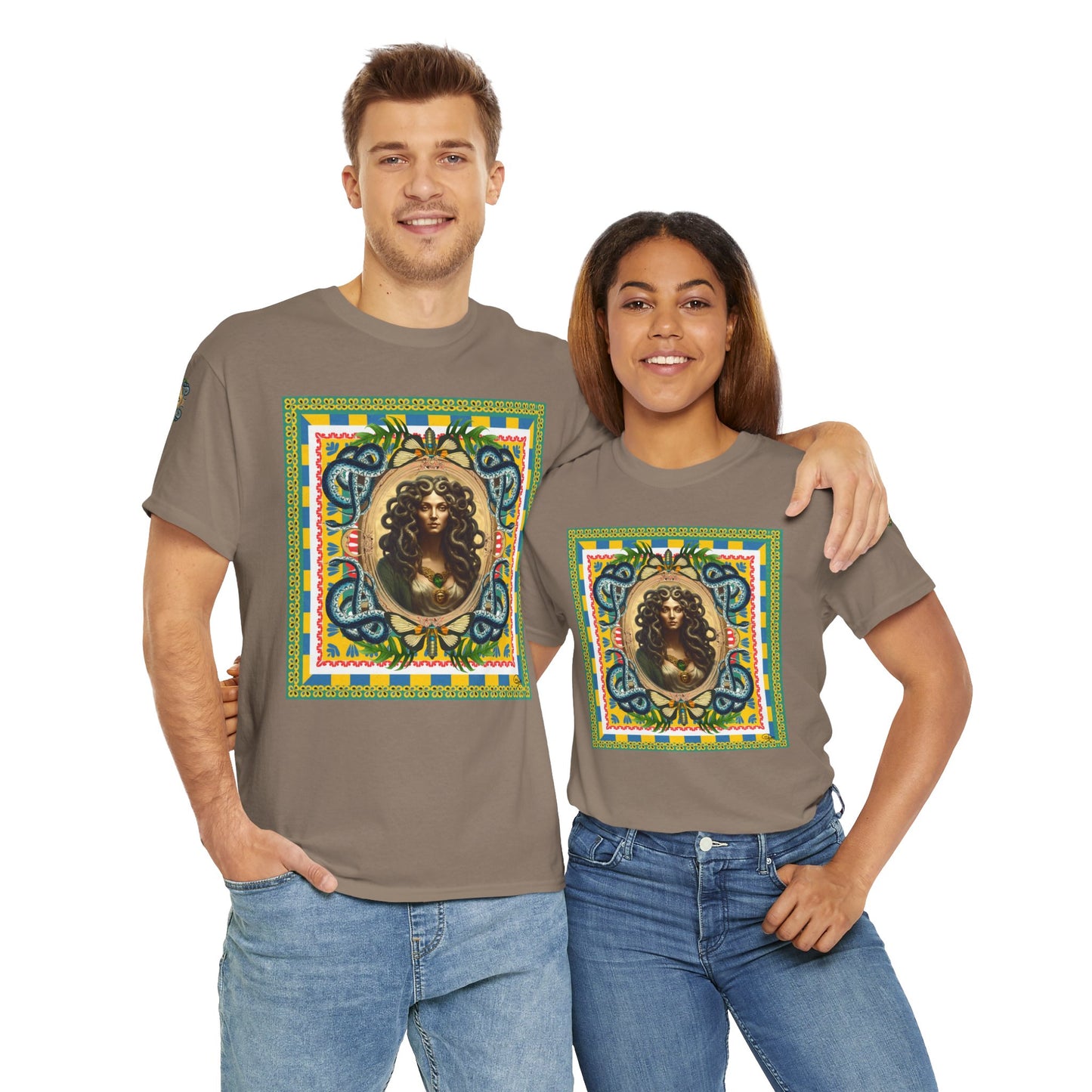 Mona Lisa Medusa - Unisex Cotton T-Shirt