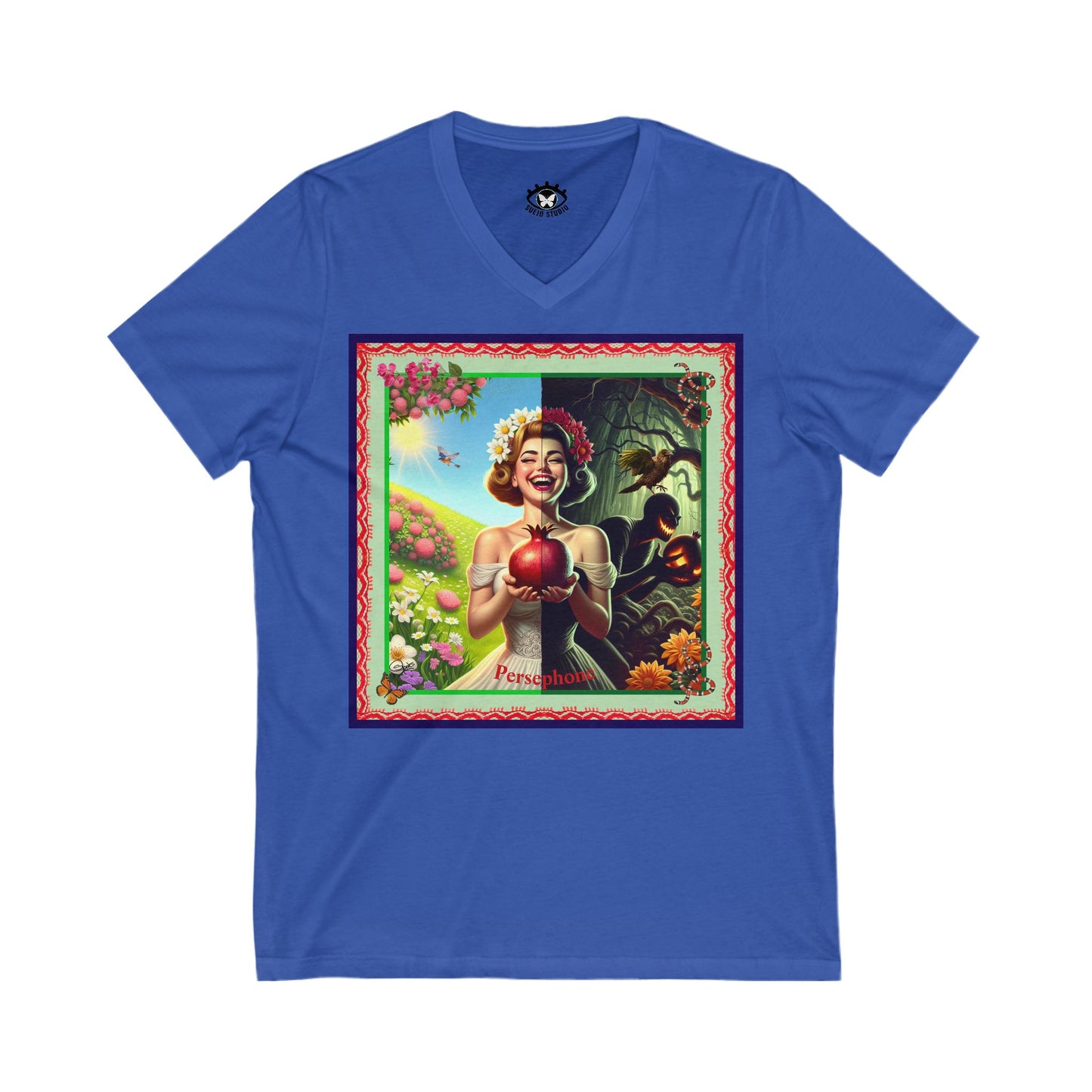 Persephone- Goddess of Spring and Queen of the Underworld - Unisex Short Sleeve V-Neck Tee