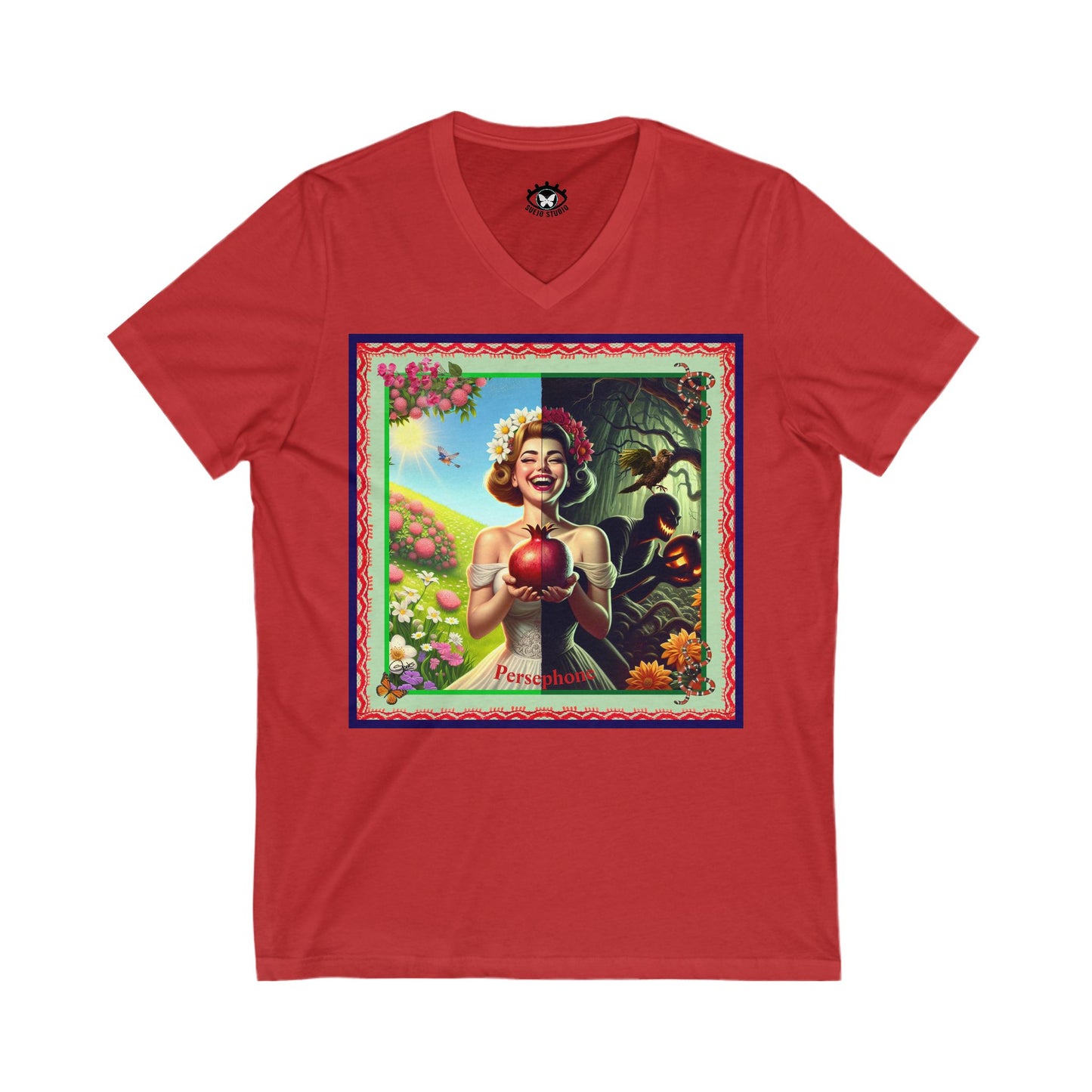 Persephone- Goddess of Spring and Queen of the Underworld - Unisex Short Sleeve V-Neck Tee