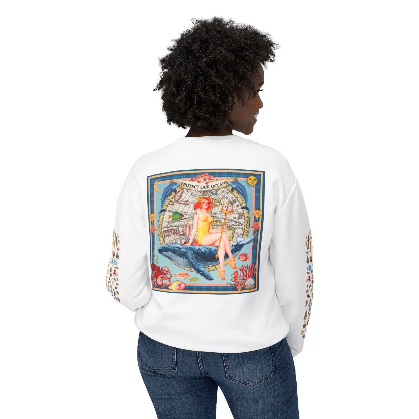 Environment Friendly Crewneck Sweatshirt - Protect Our Oceans Design