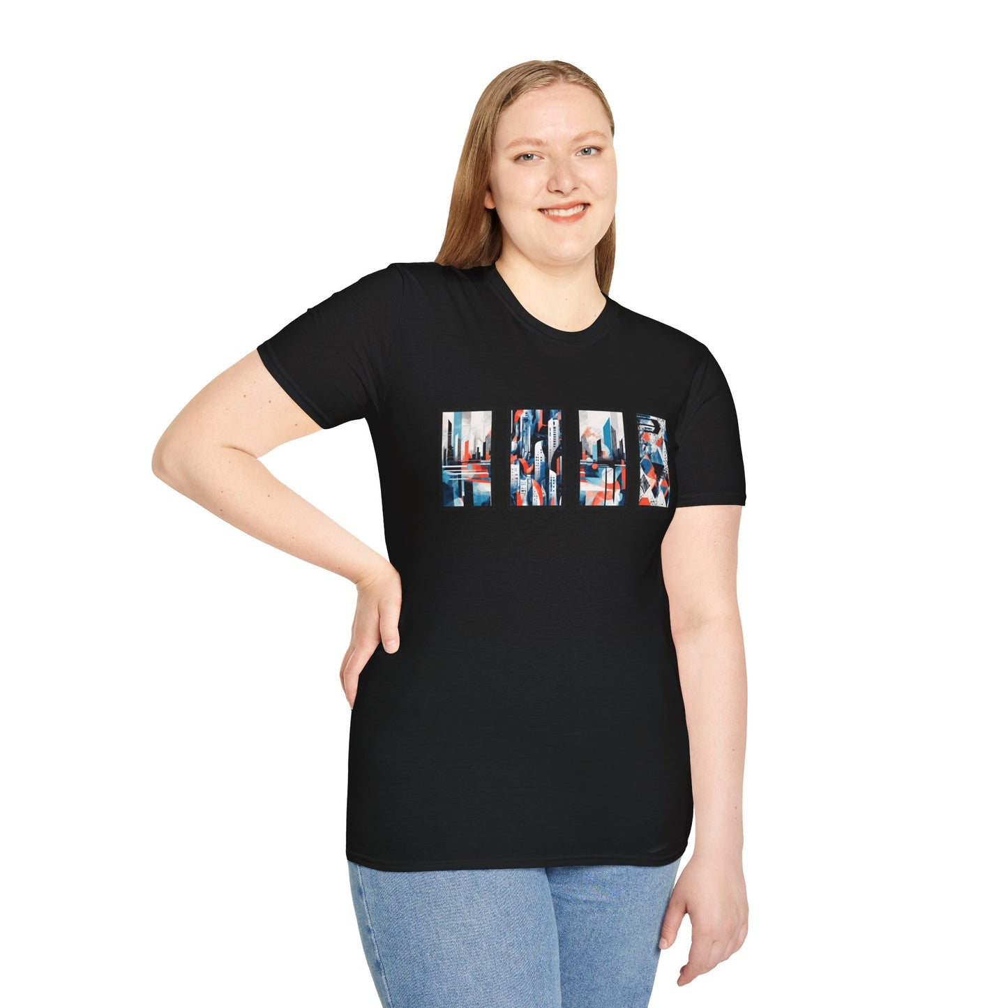 “Cityscape Blue” Abstract Art - Unisex T-Shirt