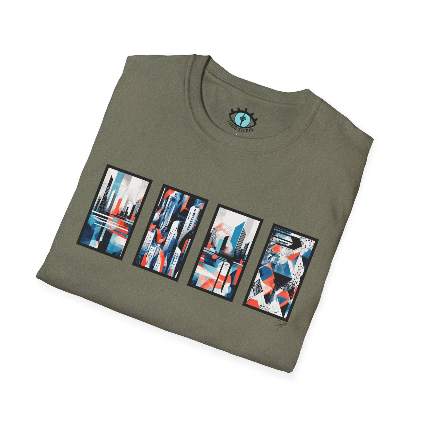 “Cityscape Blue” Abstract Art - Unisex T-Shirt