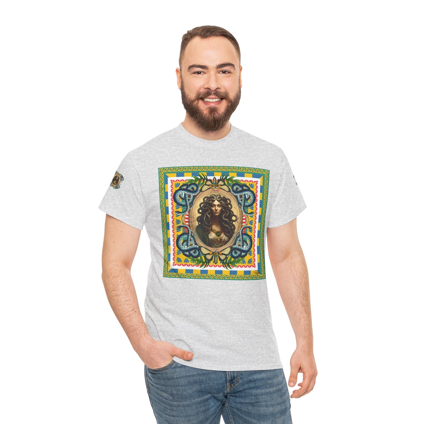 Mona Lisa Medusa - Unisex Cotton T-Shirt