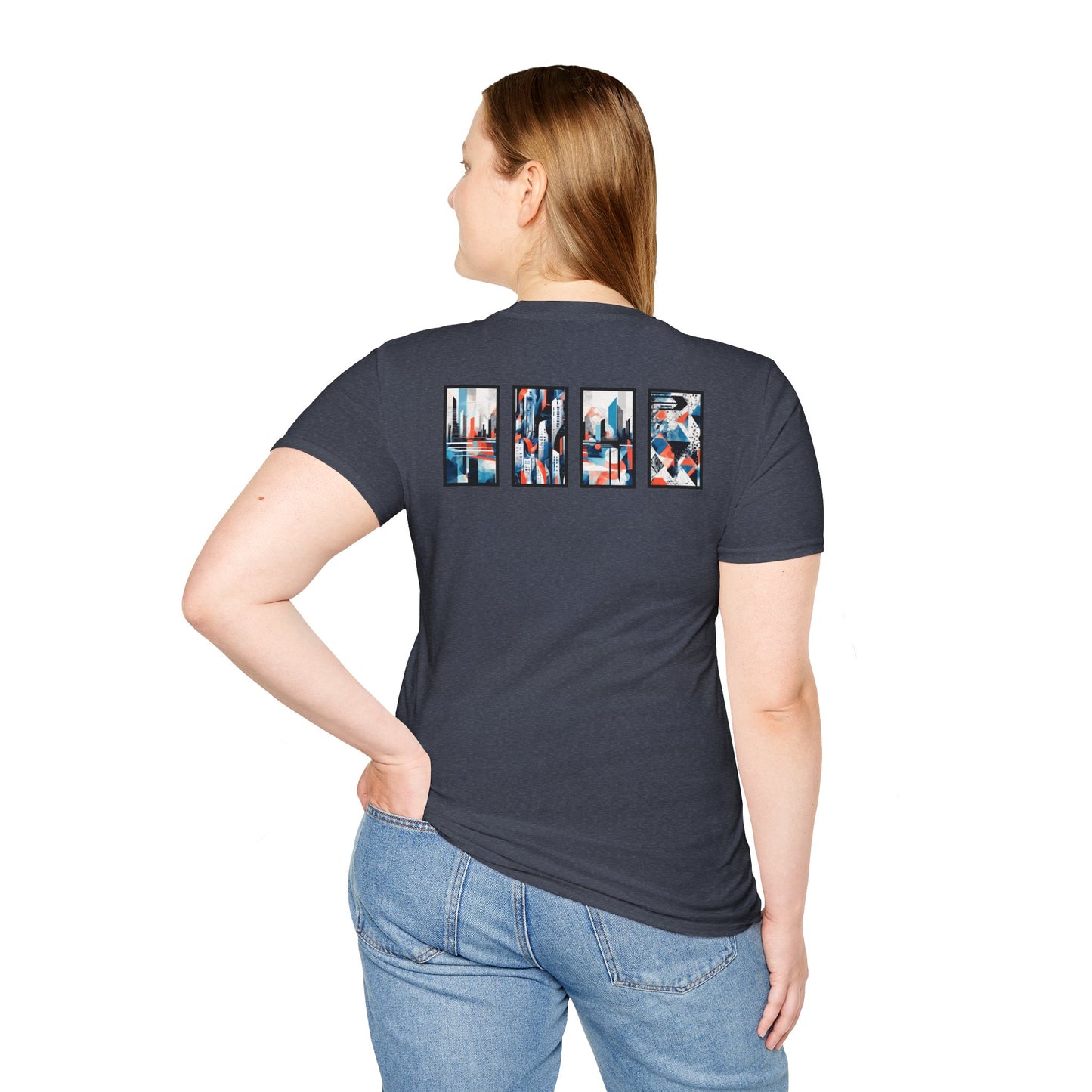 “Cityscape Blue” Abstract Art - Unisex T-Shirt
