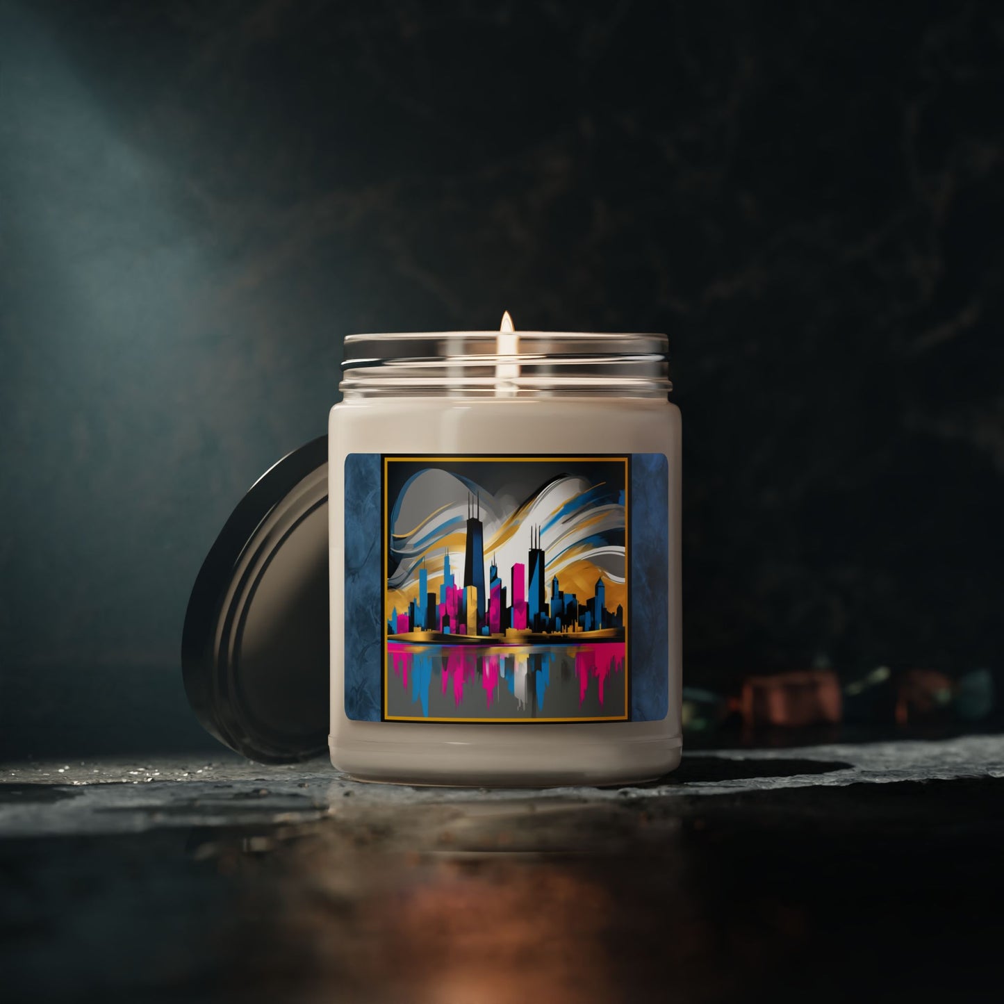 “Chicago Skyline” Abstract Art - Scented Soy Candle, 9oz