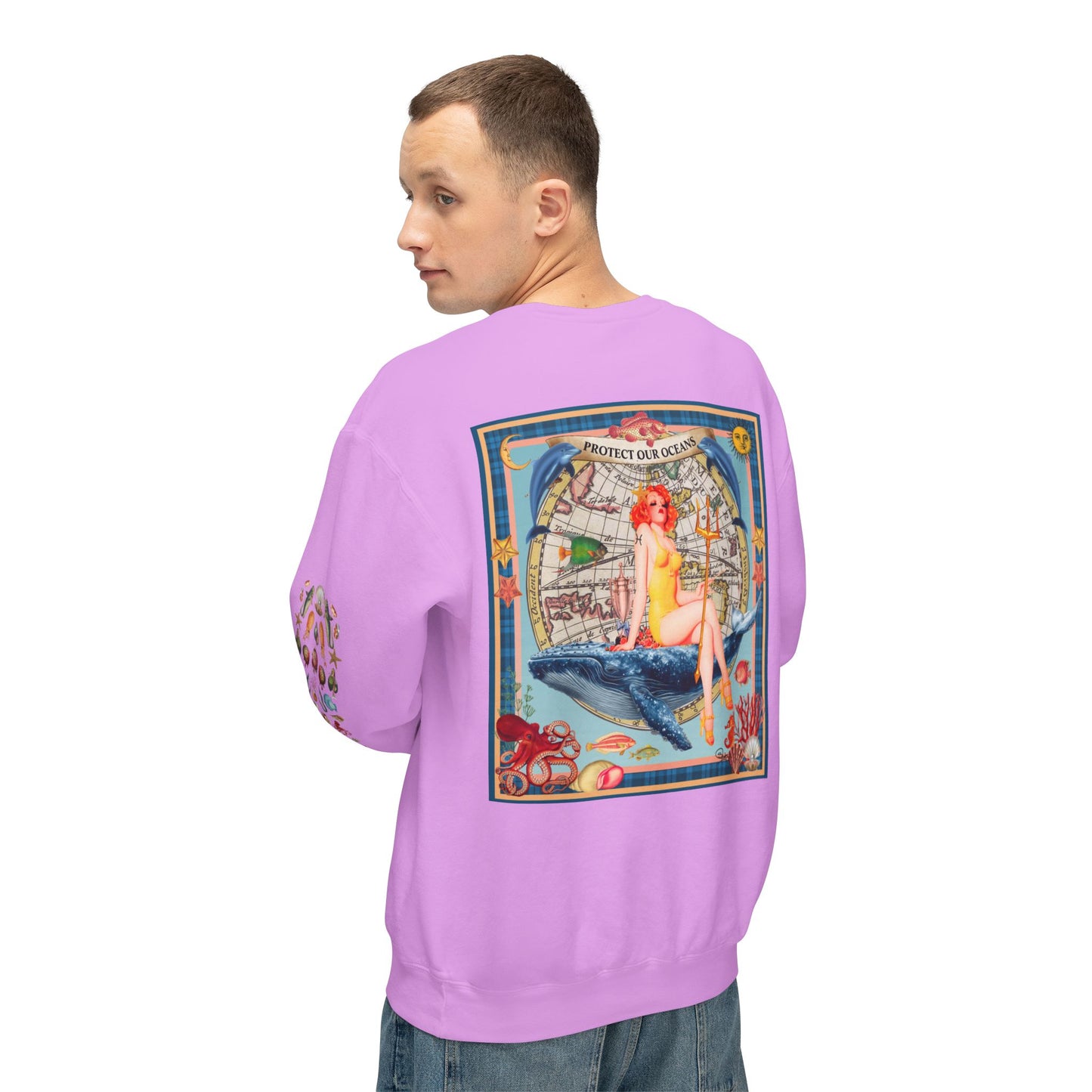 Environment Friendly Crewneck Sweatshirt - Protect Our Oceans Design