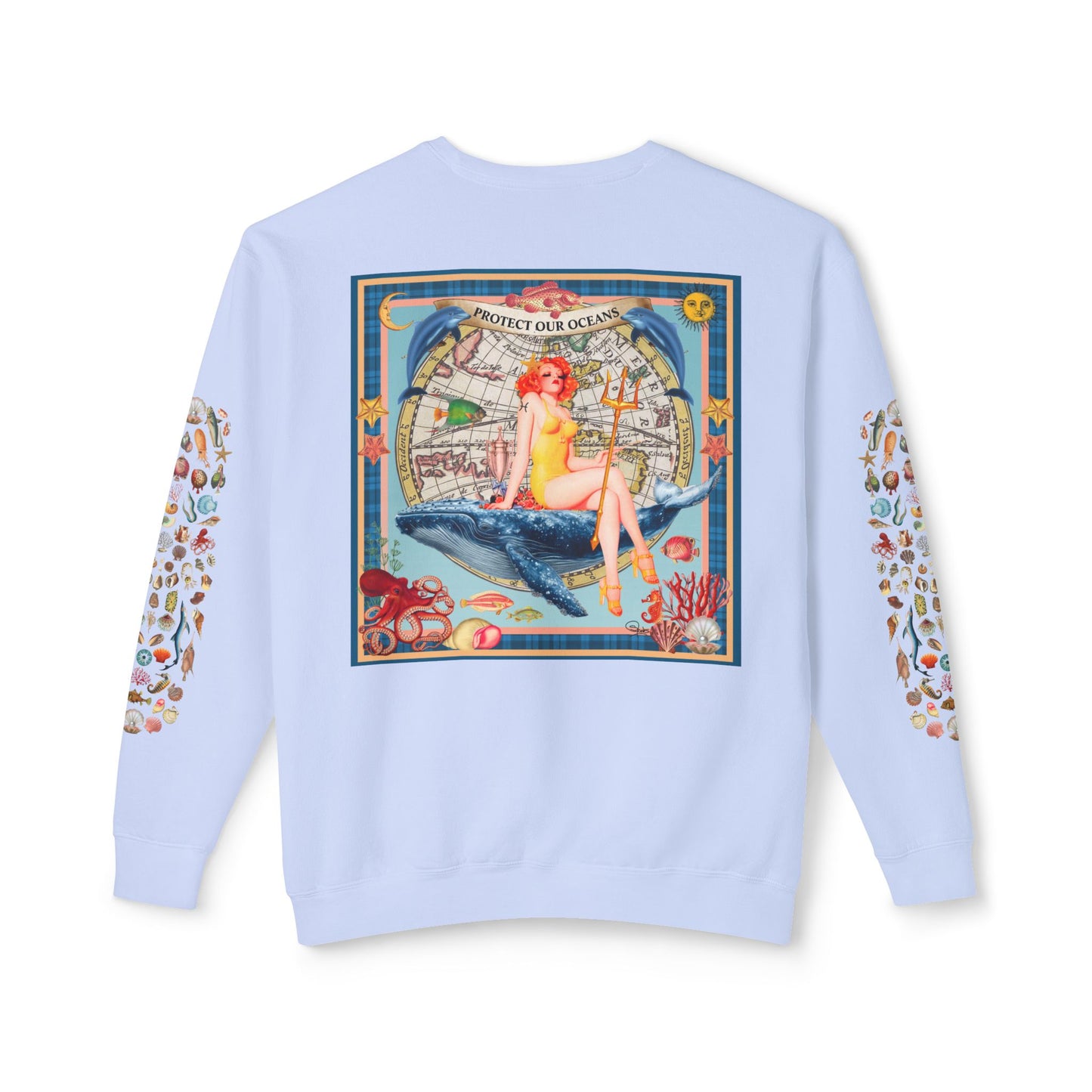 Environment Friendly Crewneck Sweatshirt - Protect Our Oceans Design
