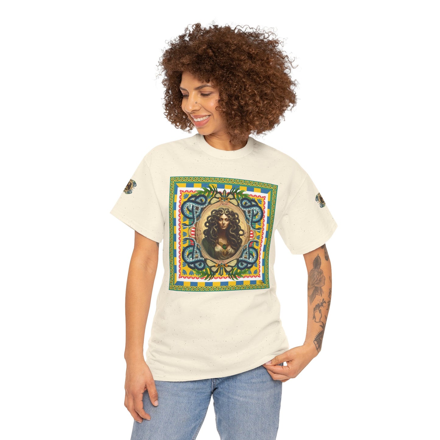 Mona Lisa Medusa - Unisex Cotton T-Shirt