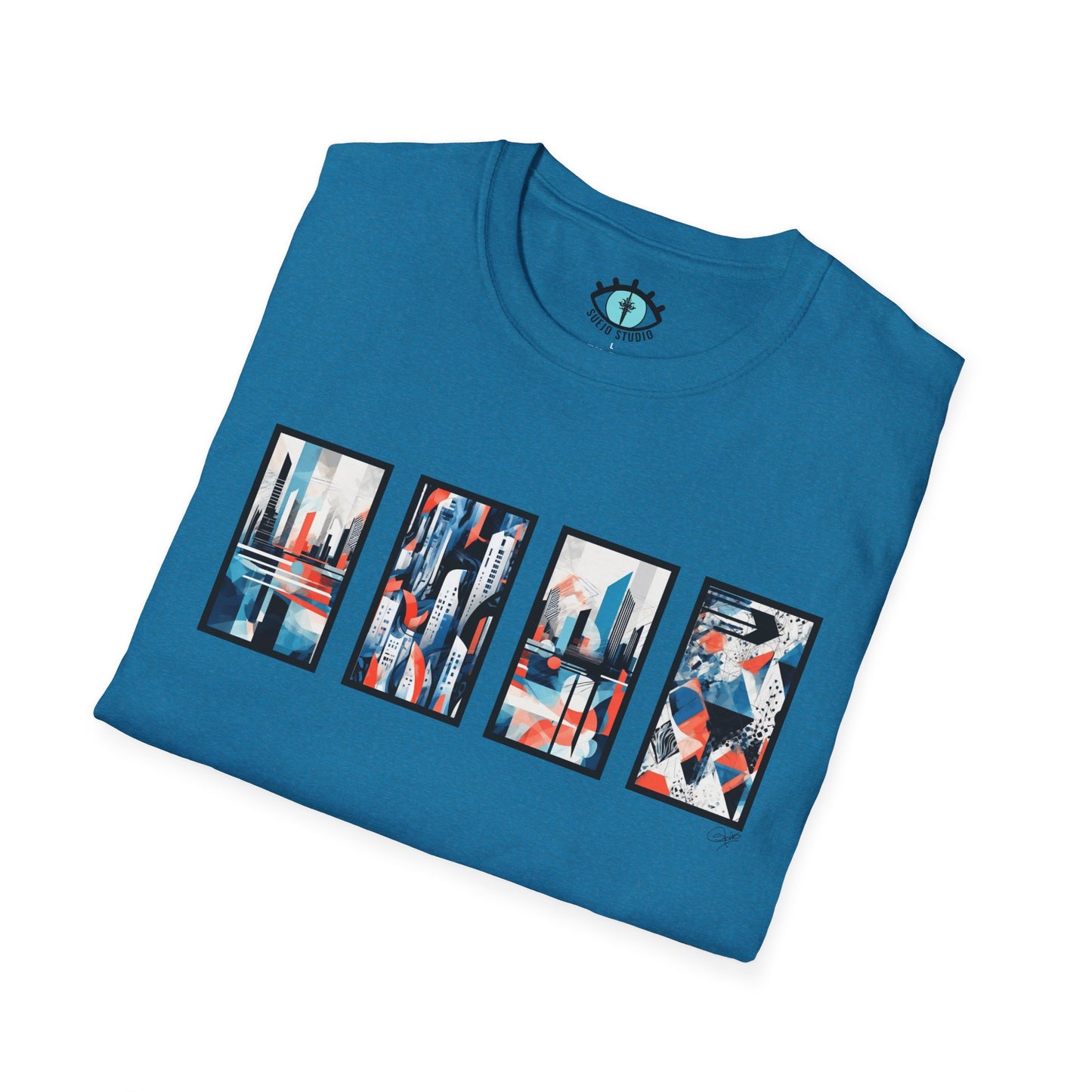 “Cityscape Blue” Abstract Art - Unisex T-Shirt