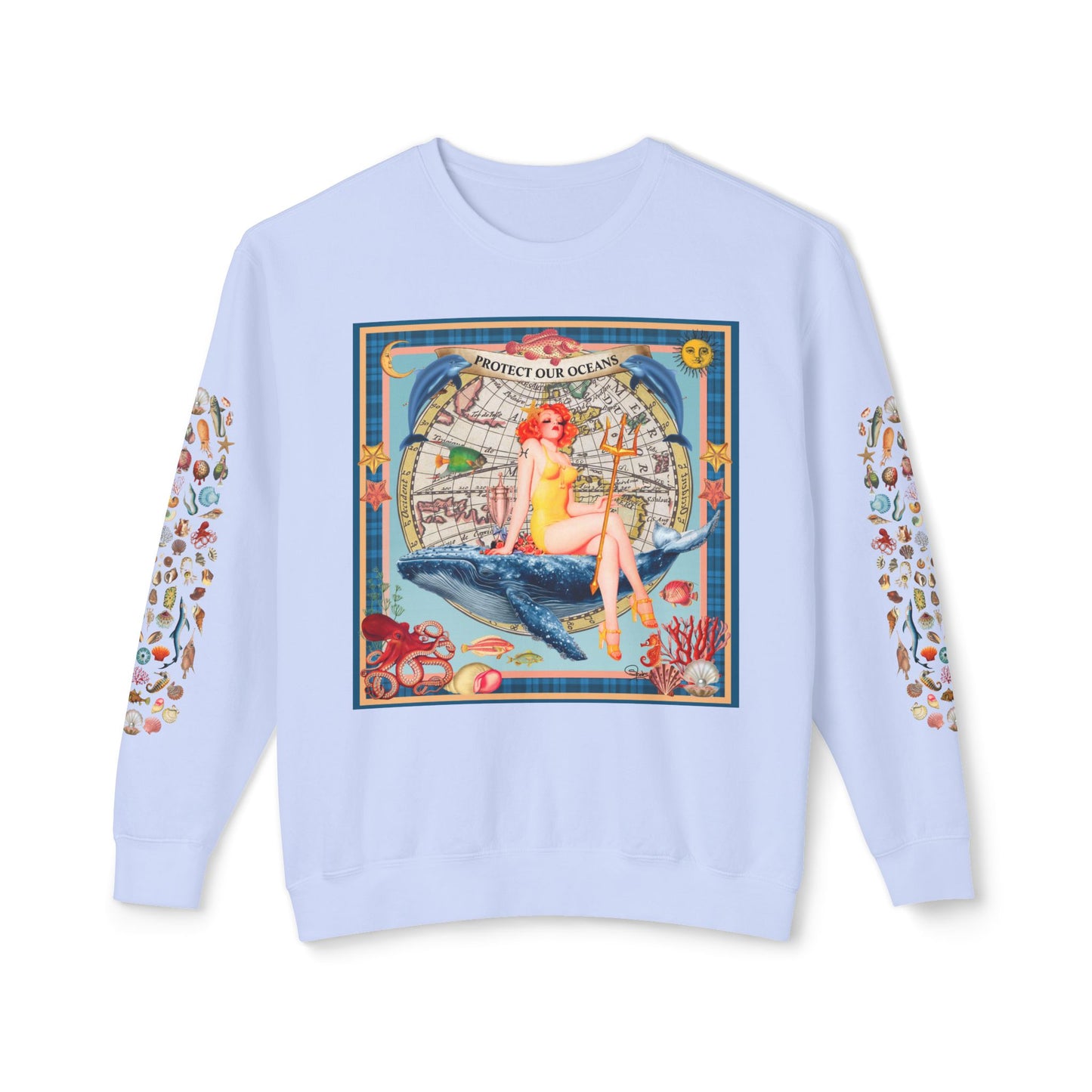 Environment Friendly Crewneck Sweatshirt - Protect Our Oceans Design