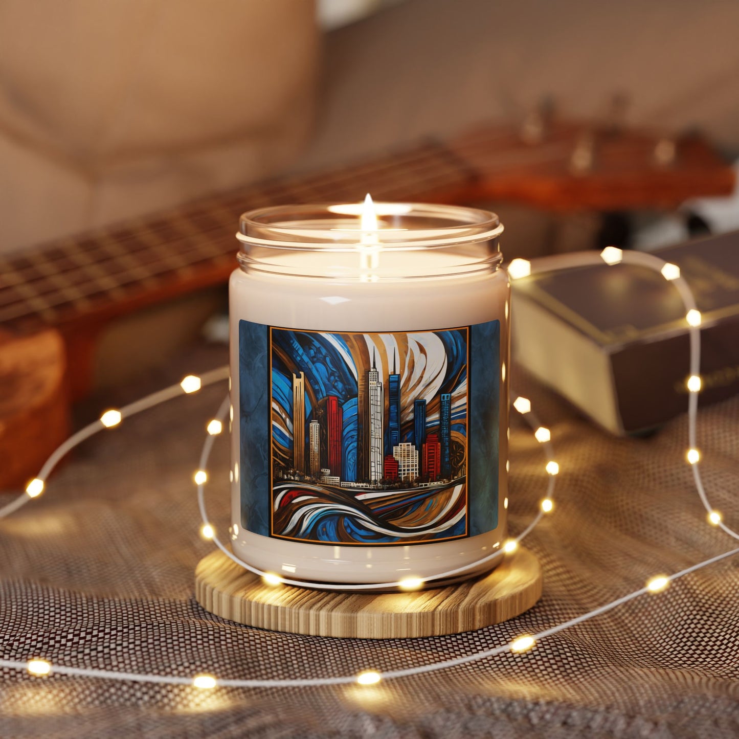 “Chicago Skyline II” Abstract Art - Scented Soy Candle, 9oz