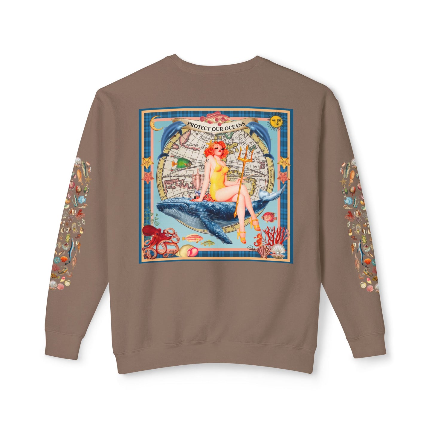 Environment Friendly Crewneck Sweatshirt - Protect Our Oceans Design