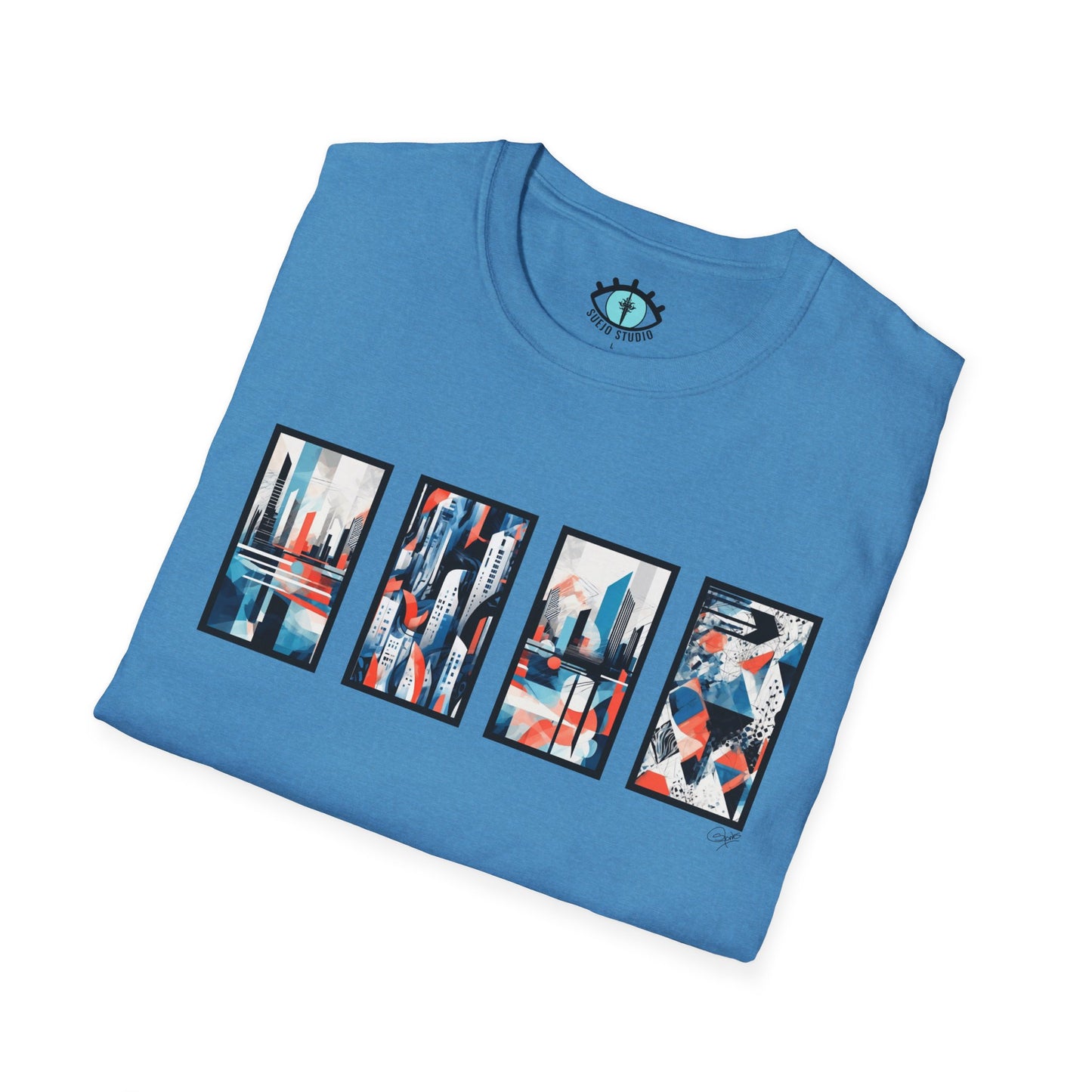 “Cityscape Blue” Abstract Art - Unisex T-Shirt