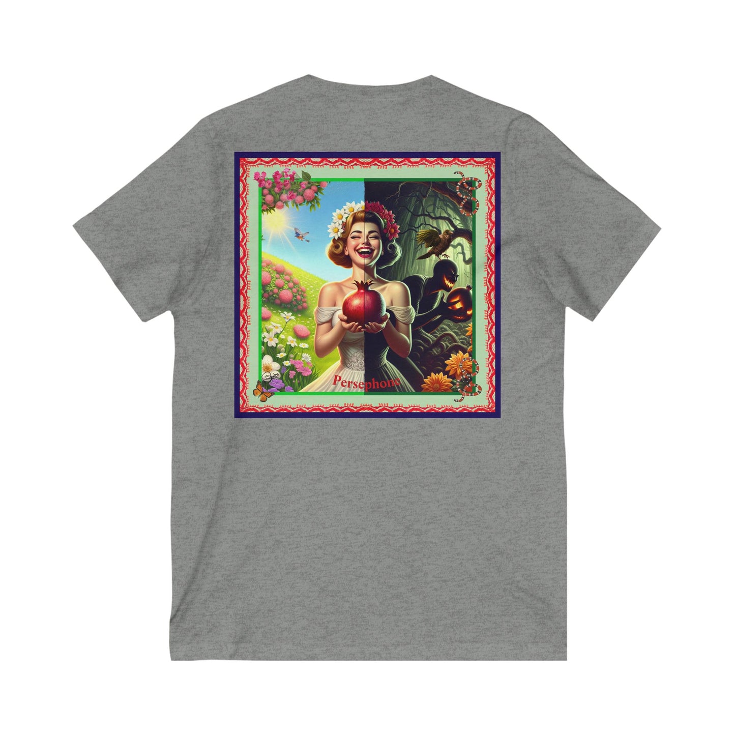 Persephone- Goddess of Spring and Queen of the Underworld - Unisex Short Sleeve V-Neck Tee