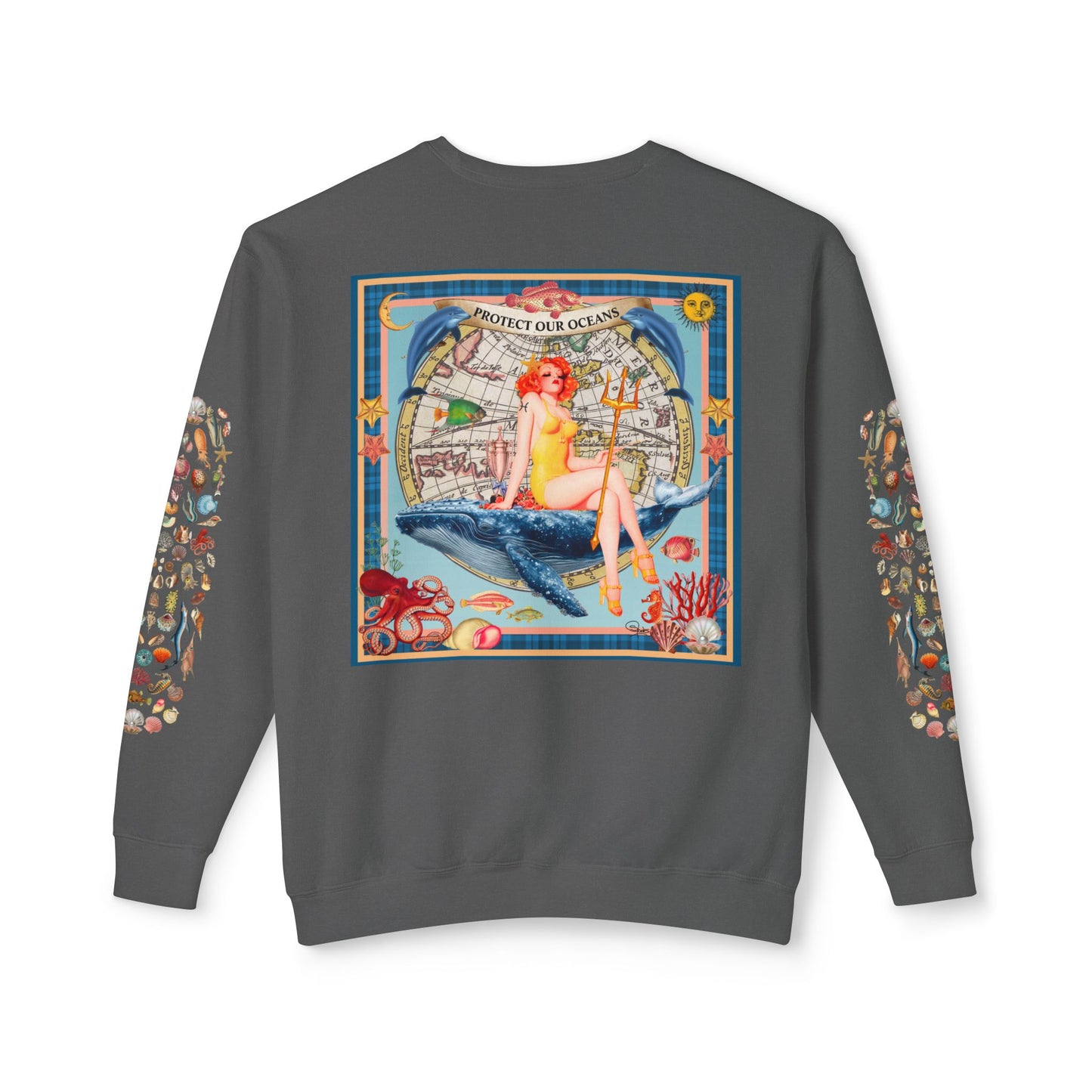 Environment Friendly Crewneck Sweatshirt - Protect Our Oceans Design