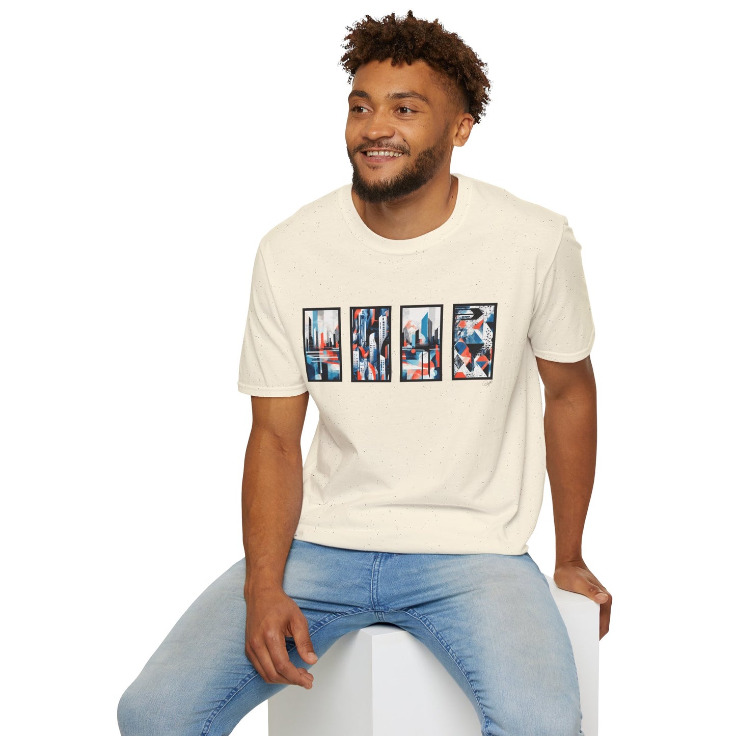 “Cityscape Blue” Abstract Art - Unisex T-Shirt