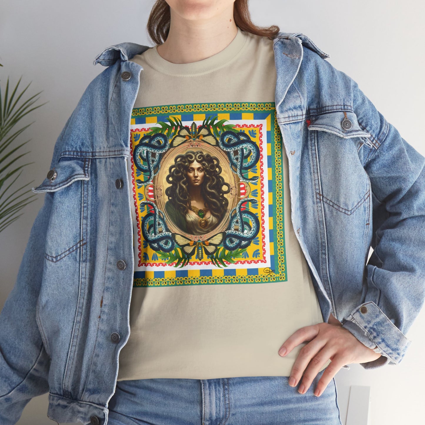 Mona Lisa Medusa - Unisex Cotton T-Shirt