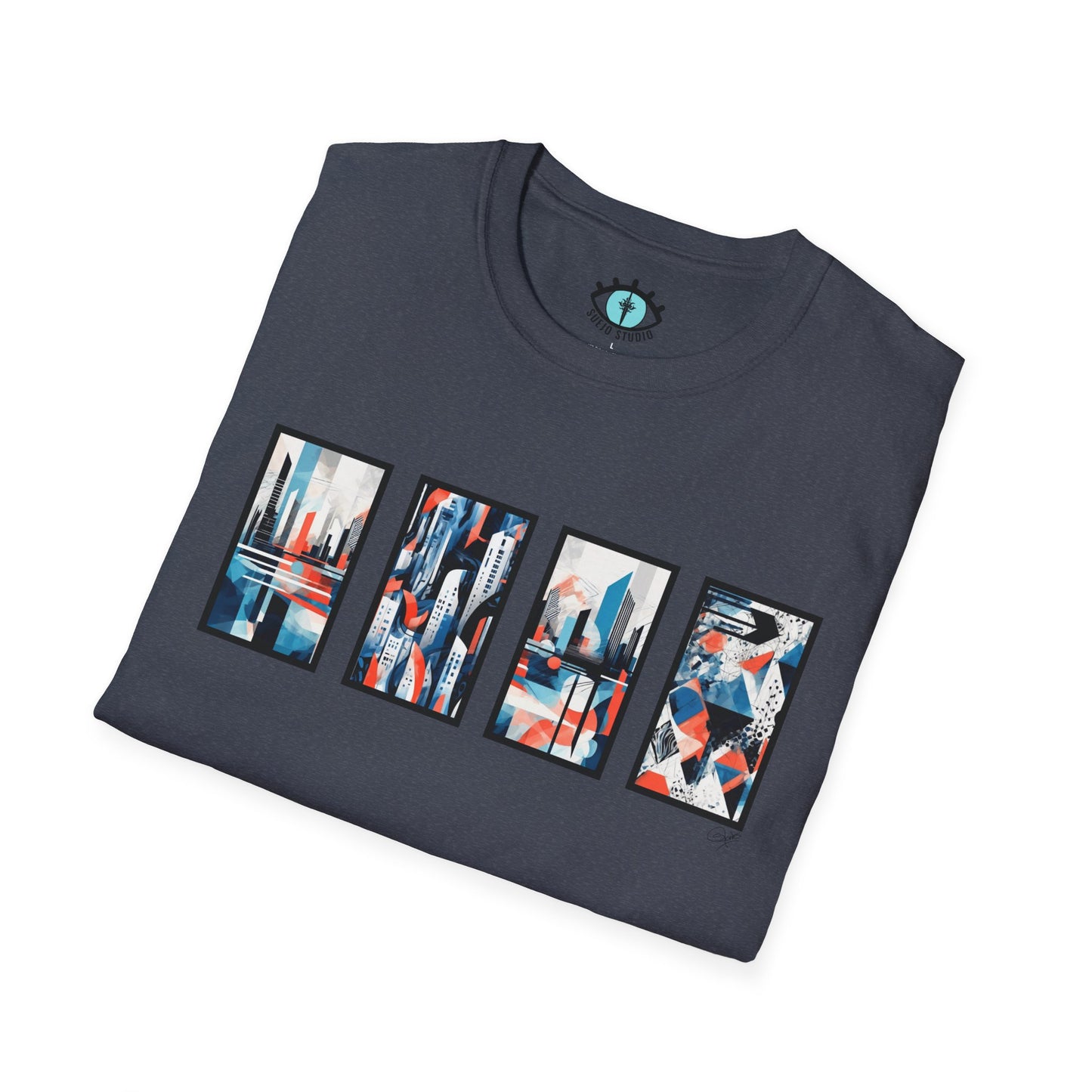 “Cityscape Blue” Abstract Art - Unisex T-Shirt