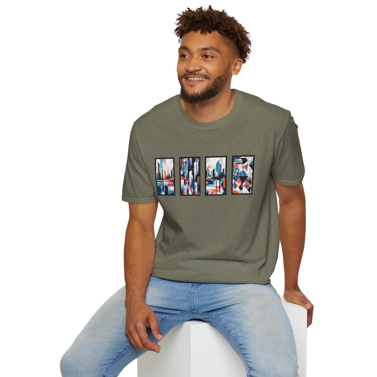 “Cityscape Blue” Abstract Art - Unisex T-Shirt