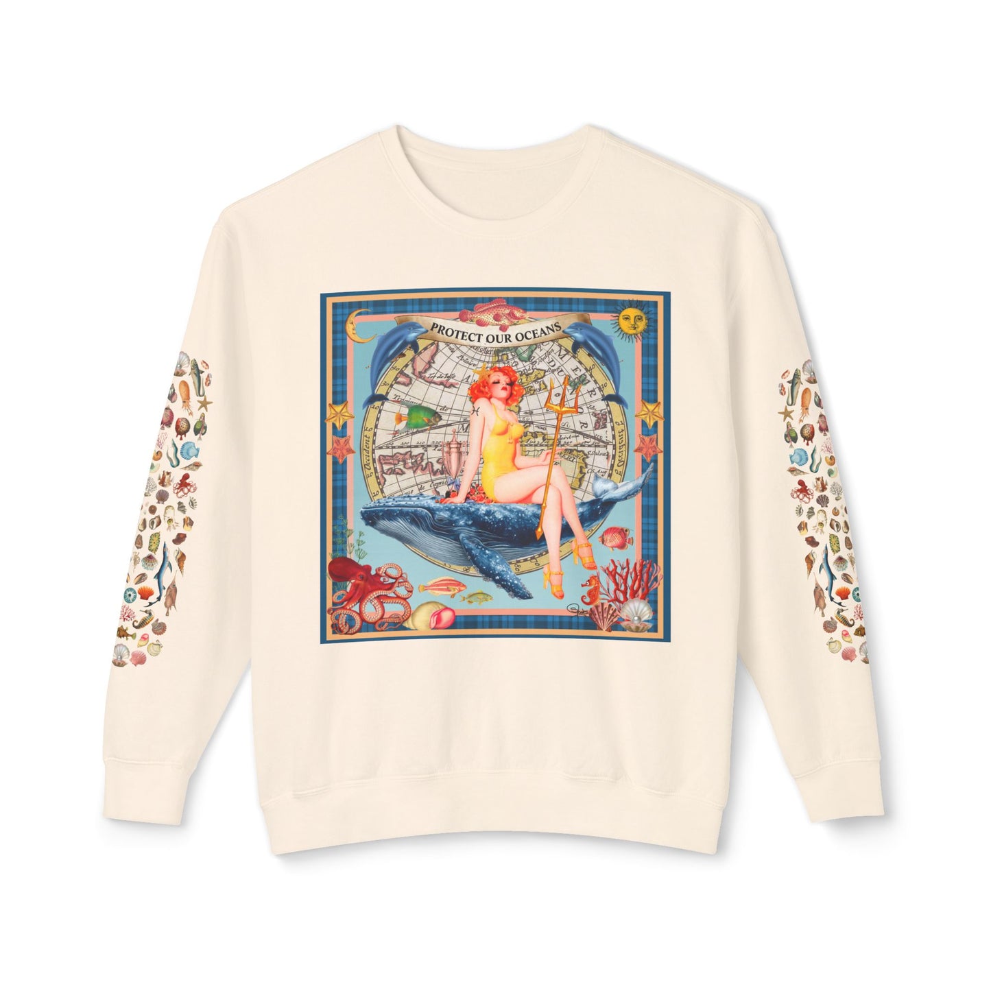 Environment Friendly Crewneck Sweatshirt - Protect Our Oceans Design