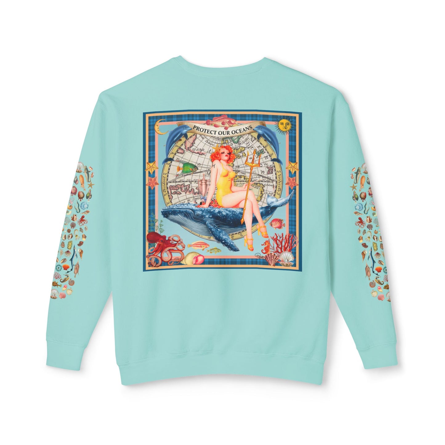 Environment Friendly Crewneck Sweatshirt - Protect Our Oceans Design